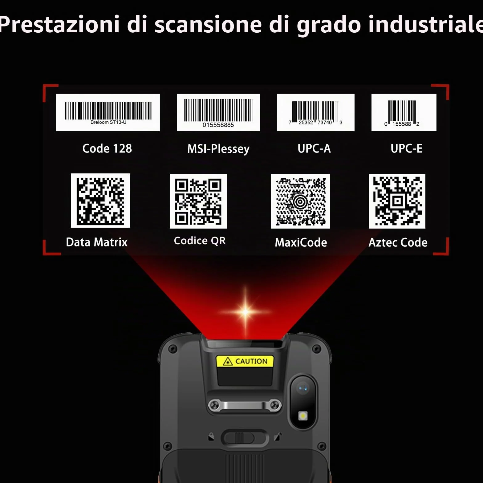 Scanner di codici a barre Android, PDA portatile Android 13, 4GB+64GB, PDA robusto 1D/2D/QR, 2/3/4G Wi-Fi 5/BT 5.0, Terminale dati portatile touch screen da 4 pollici per inventario