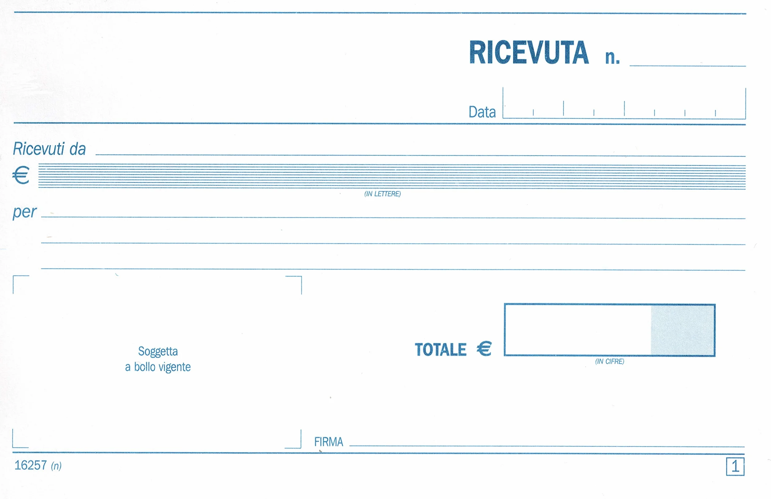 Blocchetto Ricevute Generiche Pagamento Duplice Copia Autoricalcanti 50x2