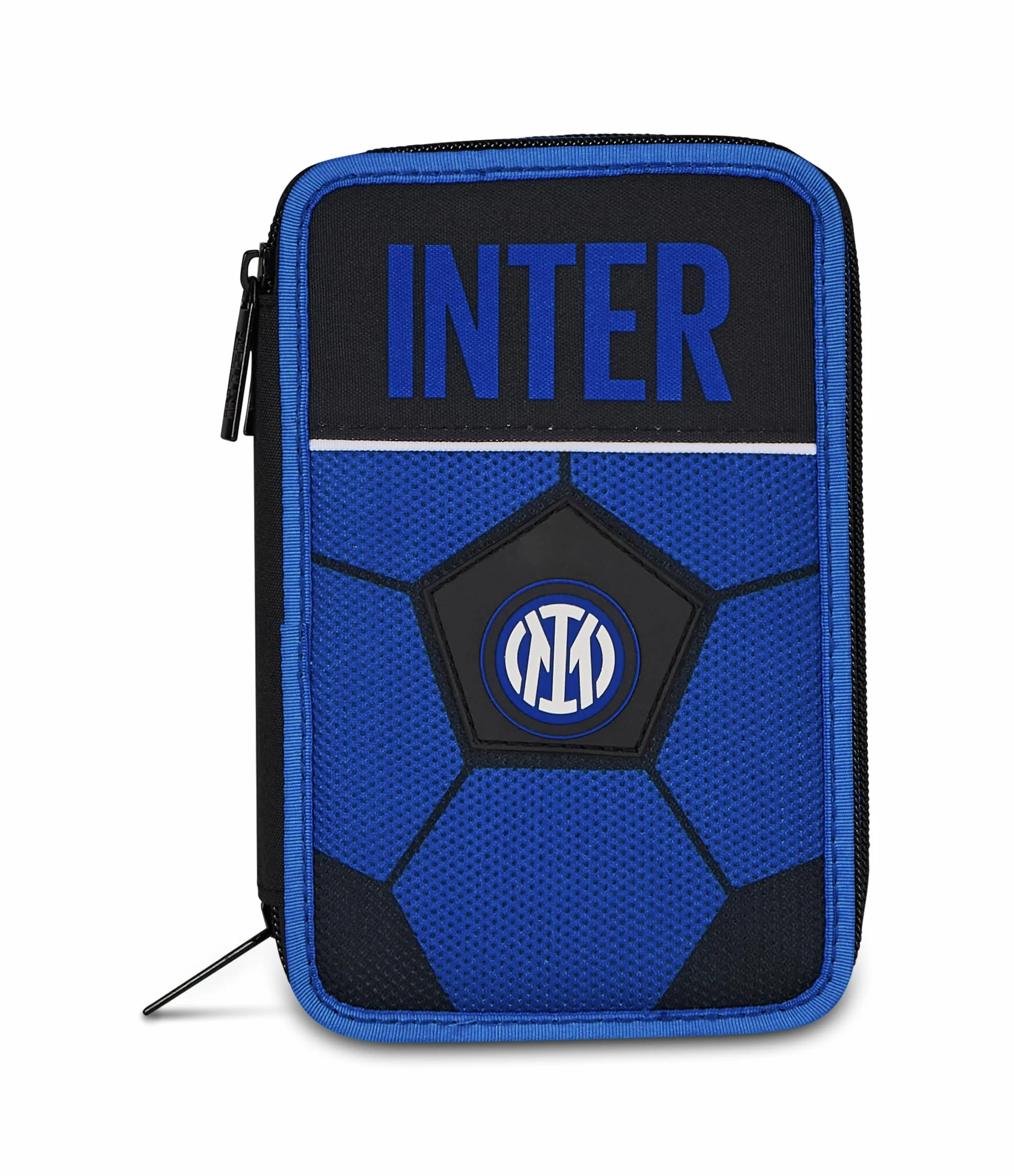 Seven Astuccio Scuola 3 Zip Inter, Blu, Triplo Scomparto, 45 pezzi, Set cancelleria, Zaino, Calcio, Prodotto ufficiale