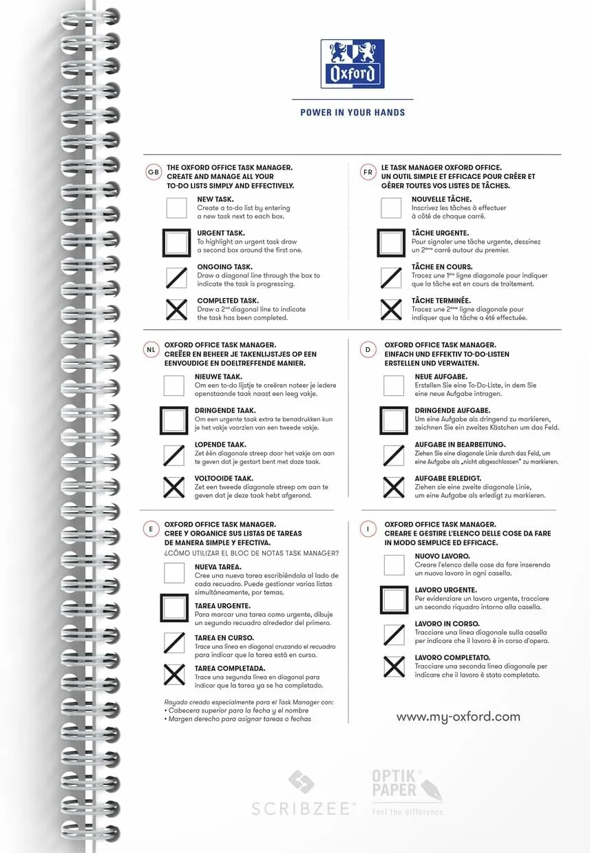Oxford To Do Planner, taccuino, 115 fogli, per lavori marini di scrib, Aqua (Confezione da 2)