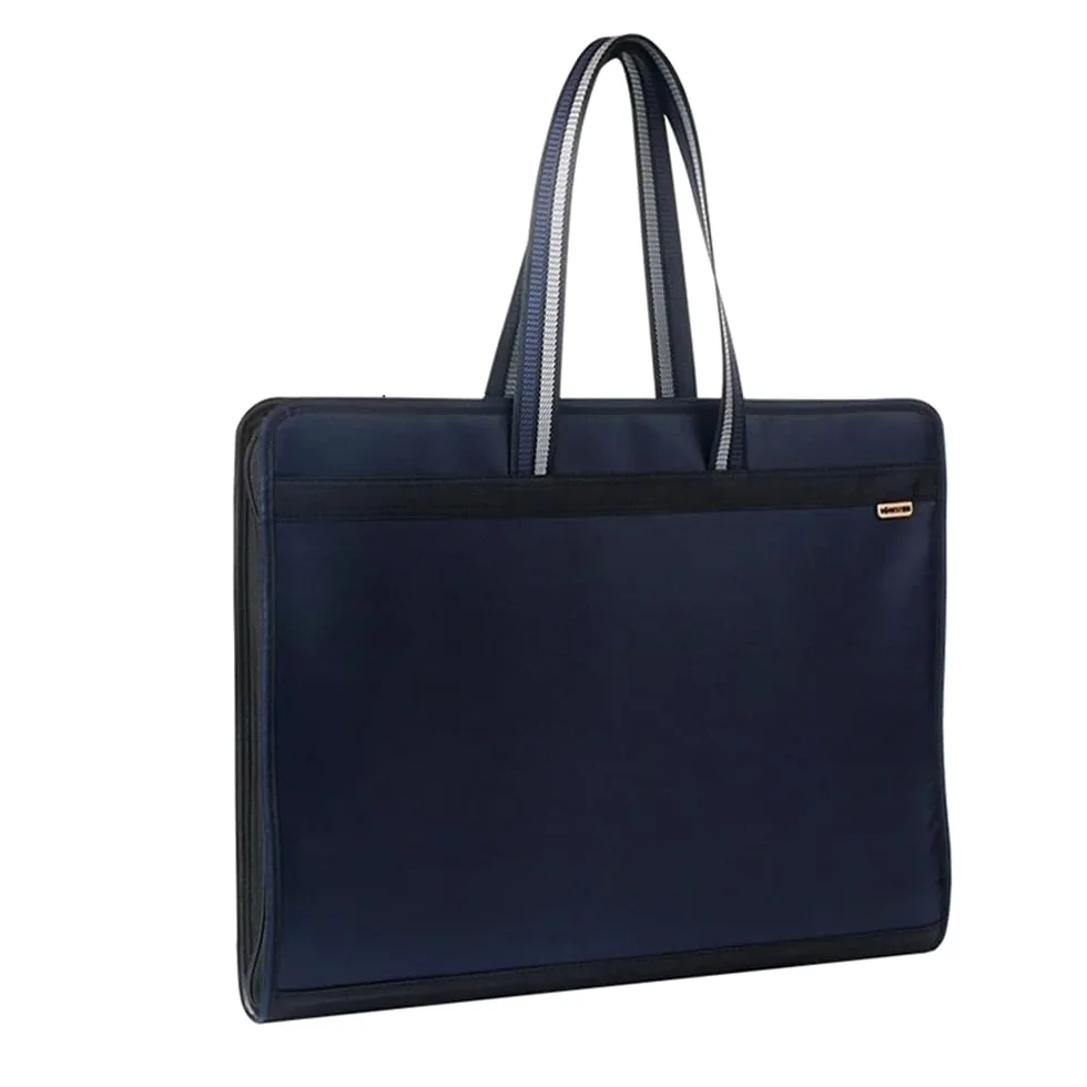 Cartelle Documenti Cartella A3 Borsa Multistrato di Grande capacità Pacchetto Artistico Borsa portaoggetti con Cerniera in Tessuto Oxford Cartelle Documenti(Blue)