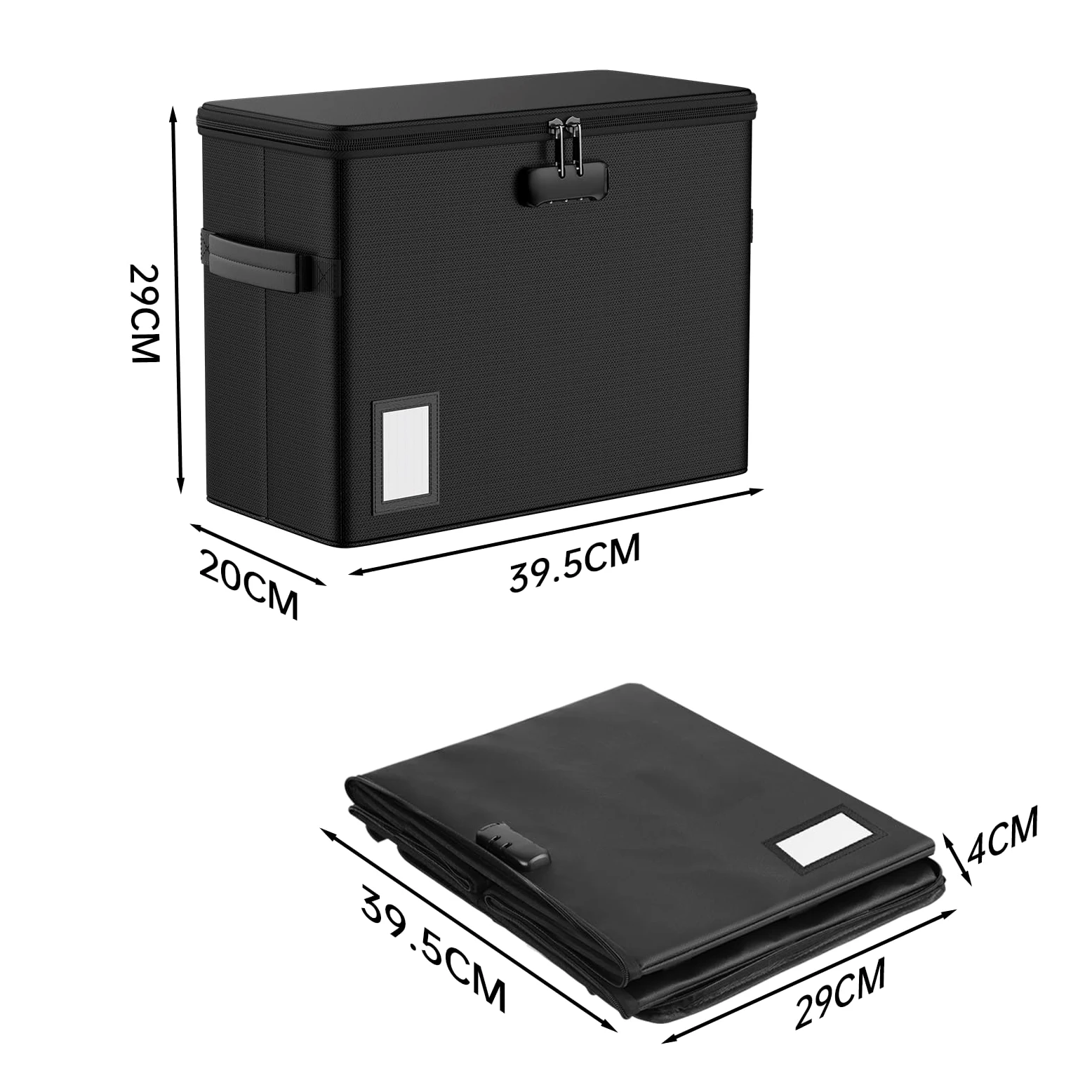ENGPOW Scatola portadocumenti ignifuga, 39,5 x 29 x 20 cm | Scatola per libri con coperchio e serratura, pieghevole, contenitore per riviste, fumetti, scuola, casa, ufficio
