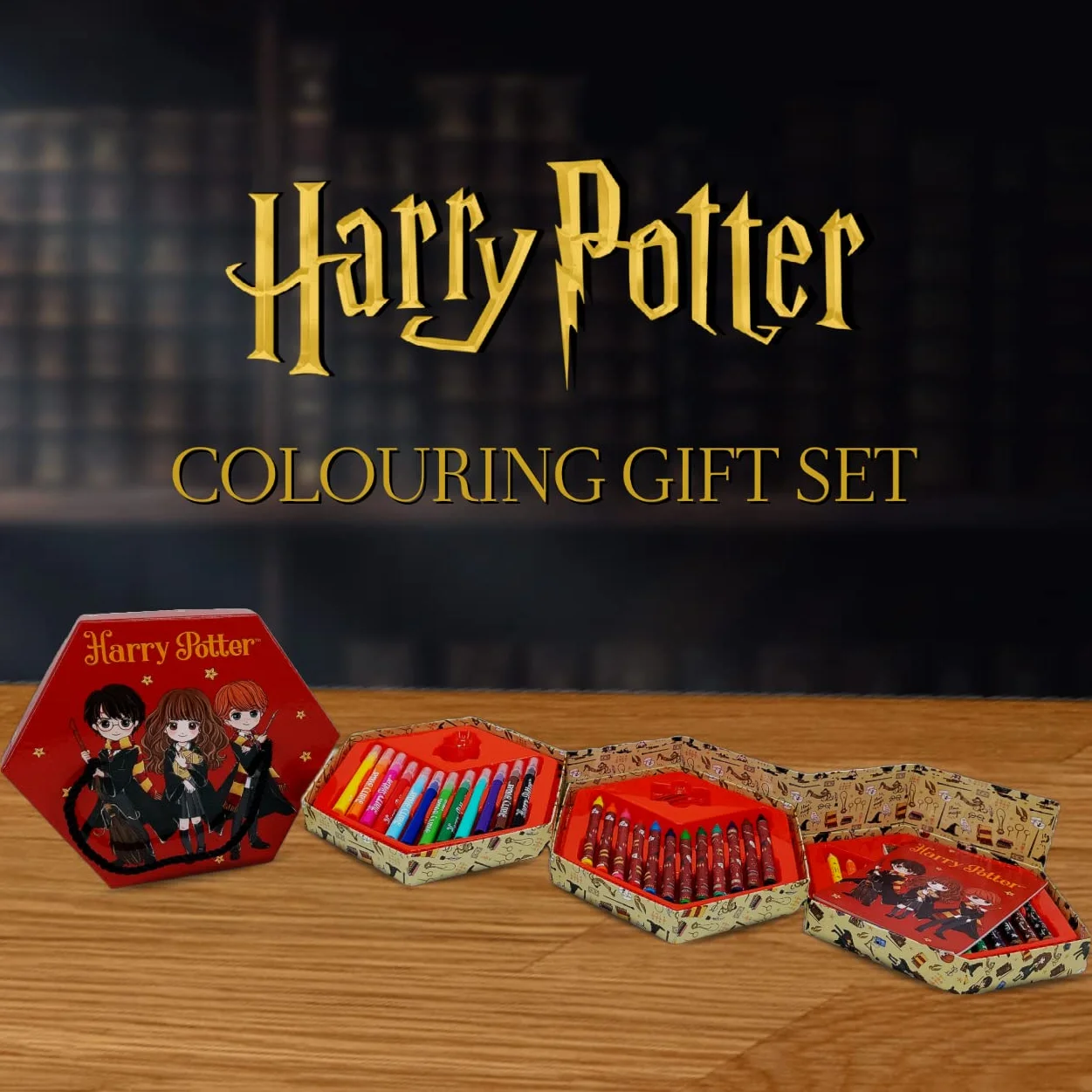 HARRY POTTER Set di Cancelleria con Matite Colorate, Pennarelli e Pastelli per Bambini