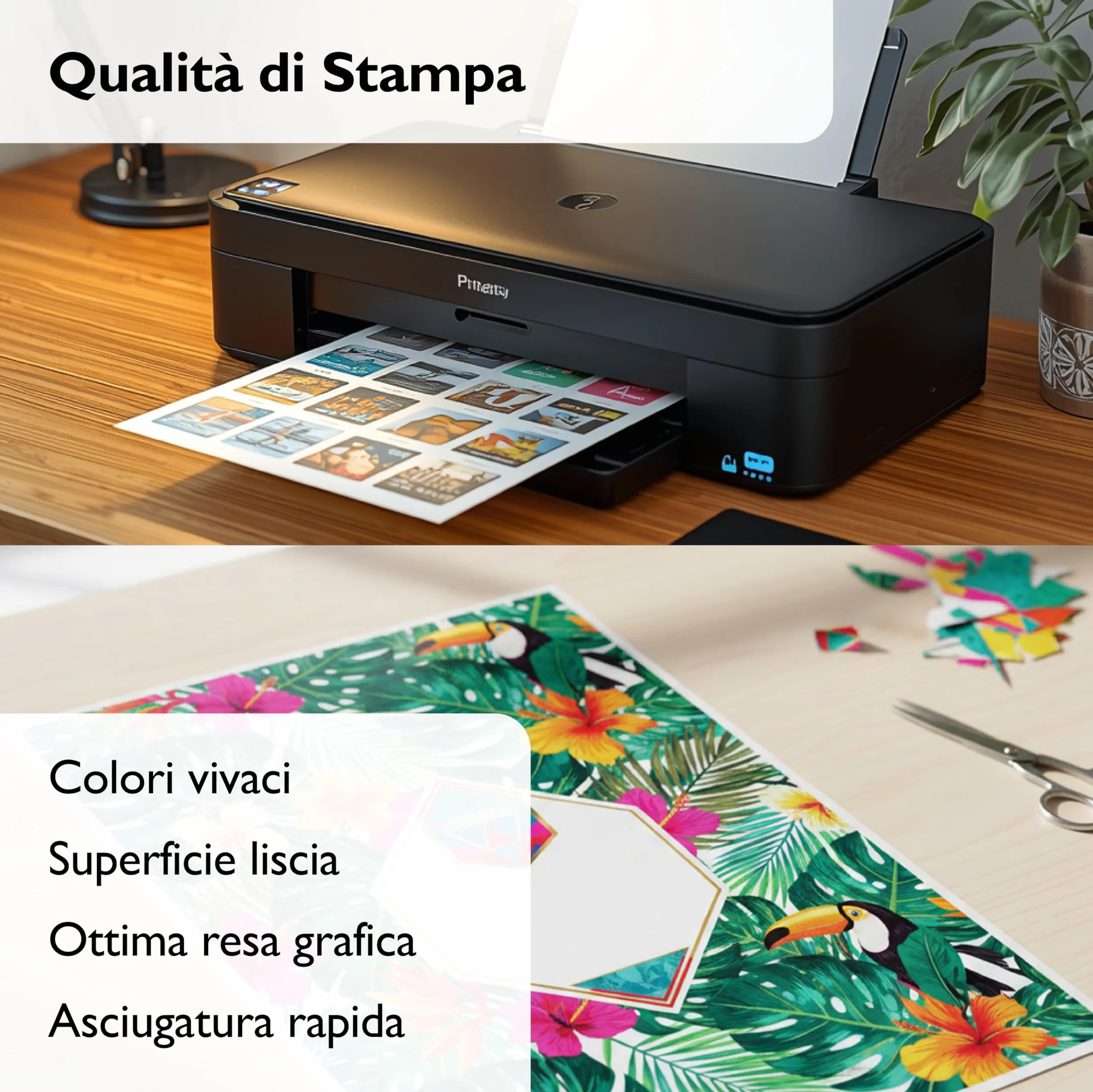 Etichette Adesive A4 50 Fogli Carta Adesiva per Stampanti Getto d'Inchiostro Laser Fotocopiatrici 297x210 mm Lucida