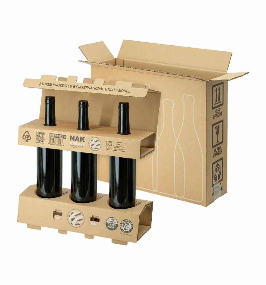 IMBALLAGGI 2000- Scatola x 3 Portabottiglie Nakpak 40,6 x 14,1 x 38,5 cm, Per Spedizioni Espresse di Vino, Alcolici ed Olio (5)