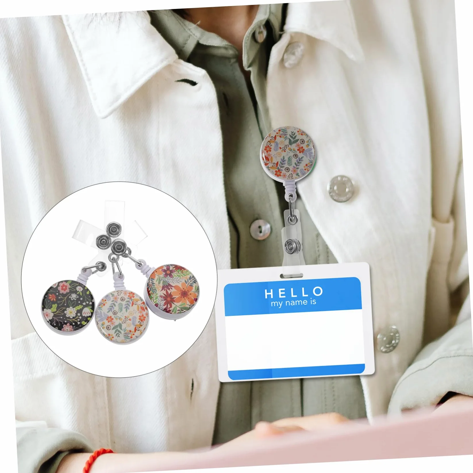 TEHAUX 15pezzi Porta Badge Retrattile Con Design Facile Da Usare Resistente e Portatile Per Id Badge e Chiavi Adatto Per Ufficio Scuola Ospedale e Altro