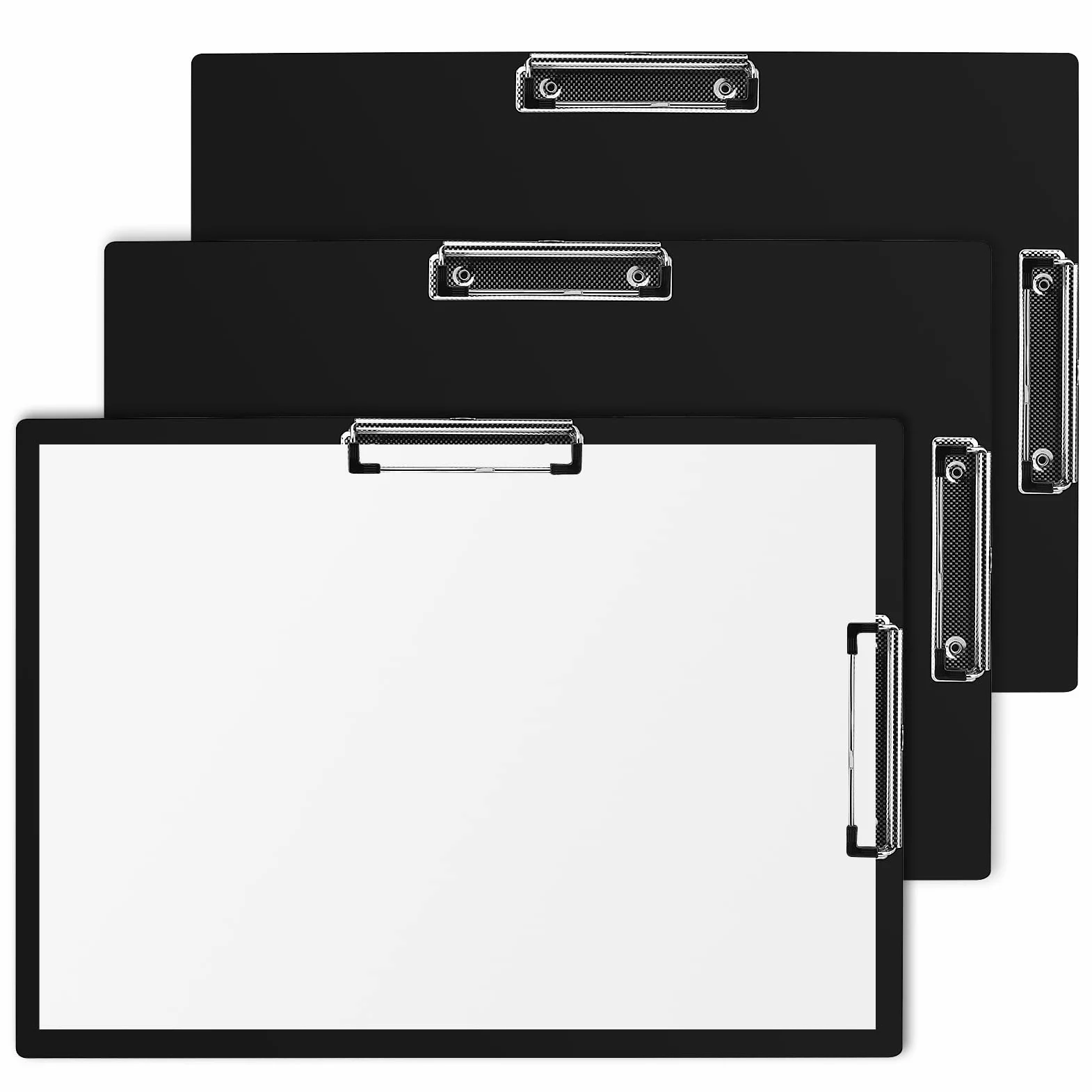 MUKLEI Confezione da 3 tavolette portablocco in plastica A3, 32,5 x 43,2 cm, con 2 clip in metallo, per ufficio