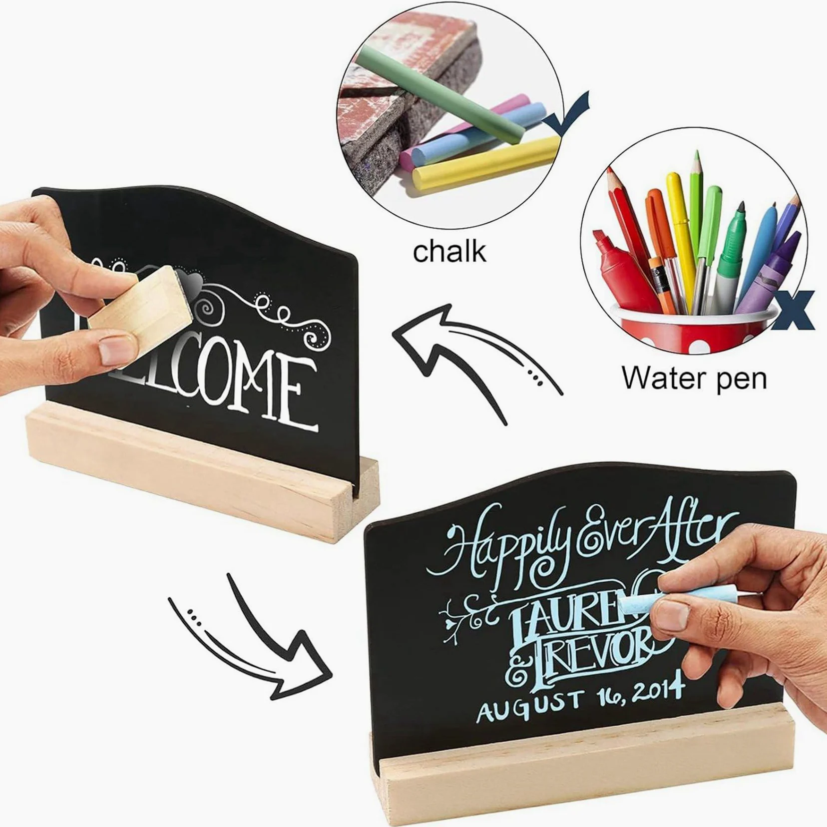 Breeshy Confezione da 24 mini lavagne nere per appunti di cucina con supporti 10 x 7,2 cm, lavagna nera per messaggi da tavolo
