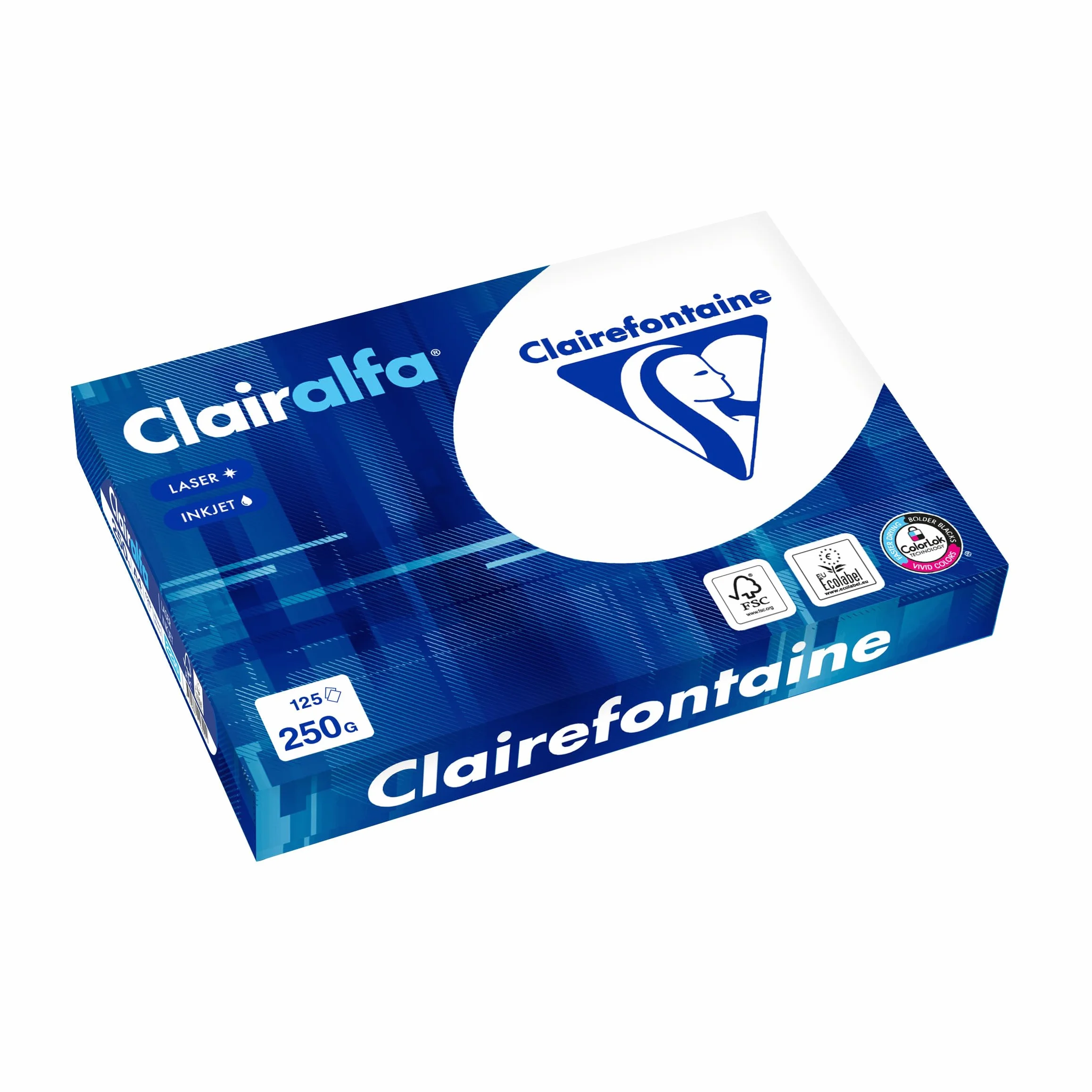 Clairefontaine Clairalfa 2230C 1000 fogli di carta bianca formato A4, 250 g al m2, confezione con 4 risme da 250 fogli, colore: bianco (171 CIE)