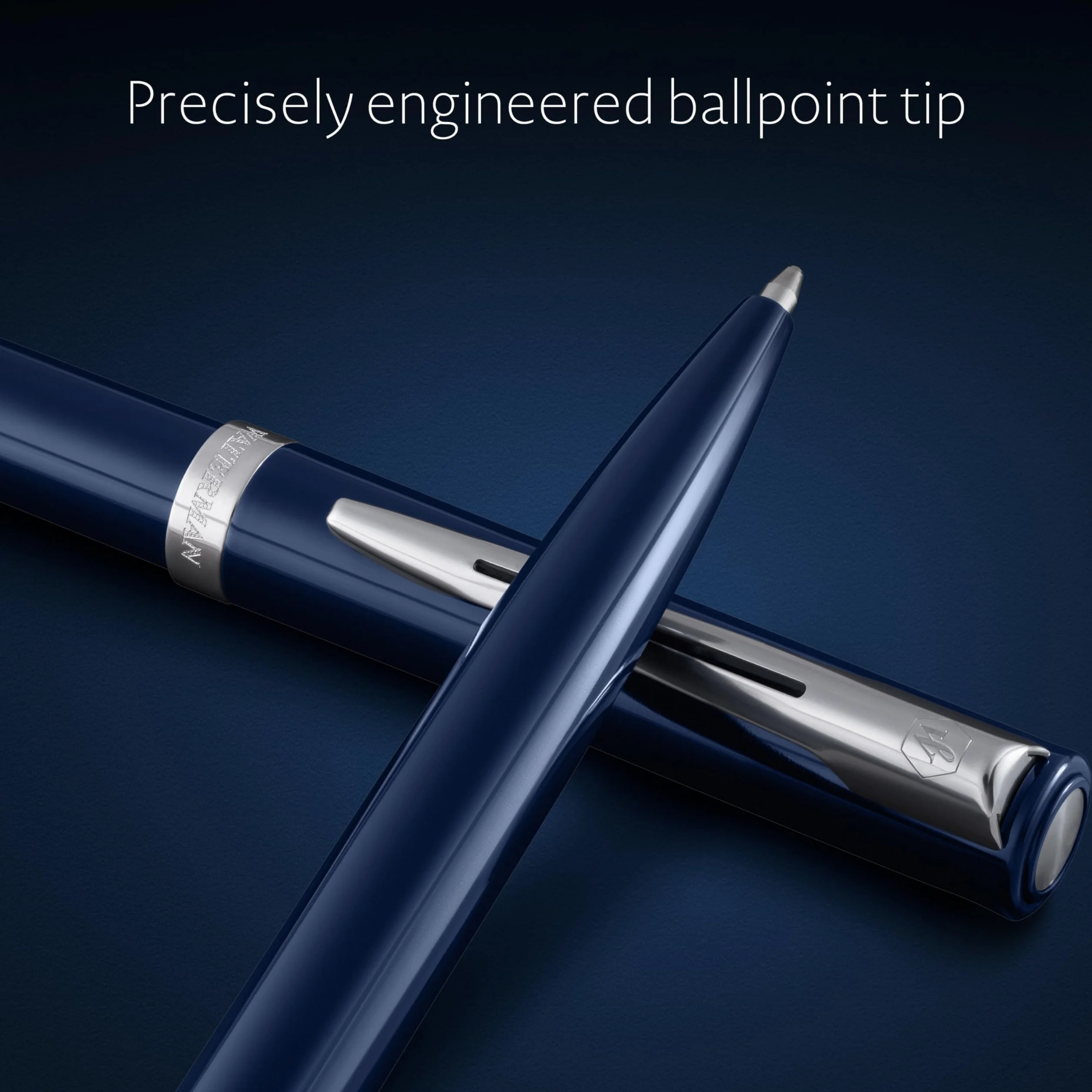 Waterman Impression Penna a sfera | Punta media con ricarica inchiostro blu | Lacca blu con finiture placcate in palladio | Confezione regalo