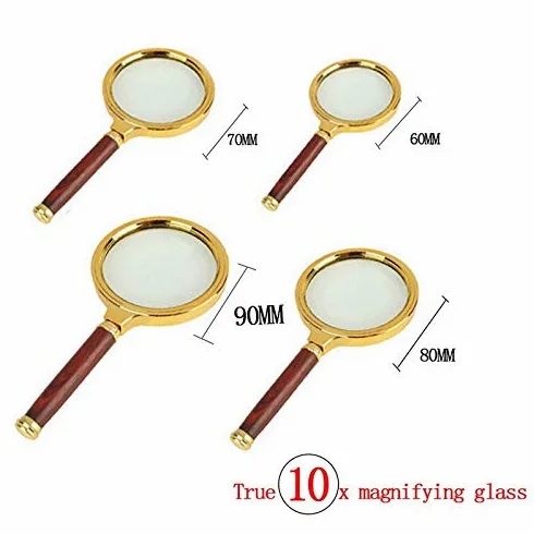 Strumenti 60mm 70mm 80mm 90mm Lente d'Ingrandimento Portatile palmare 10X Lente d'Ingrandimento con Manico retrò Lente d'Ingrandimento con Lente d'Ingrandimento