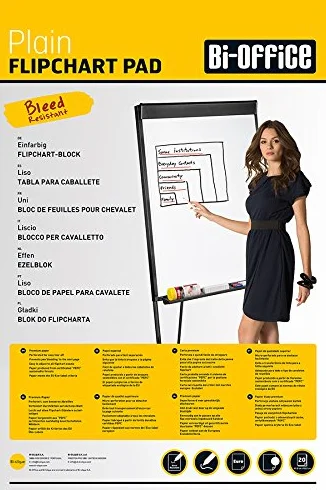 Alevar Blocchi per Lavagna a Fogli Mobili, 20 Fogli per Blocco da 60 g/mq, Formato 65 x 98 cm, Confezione da 5 Blocchi