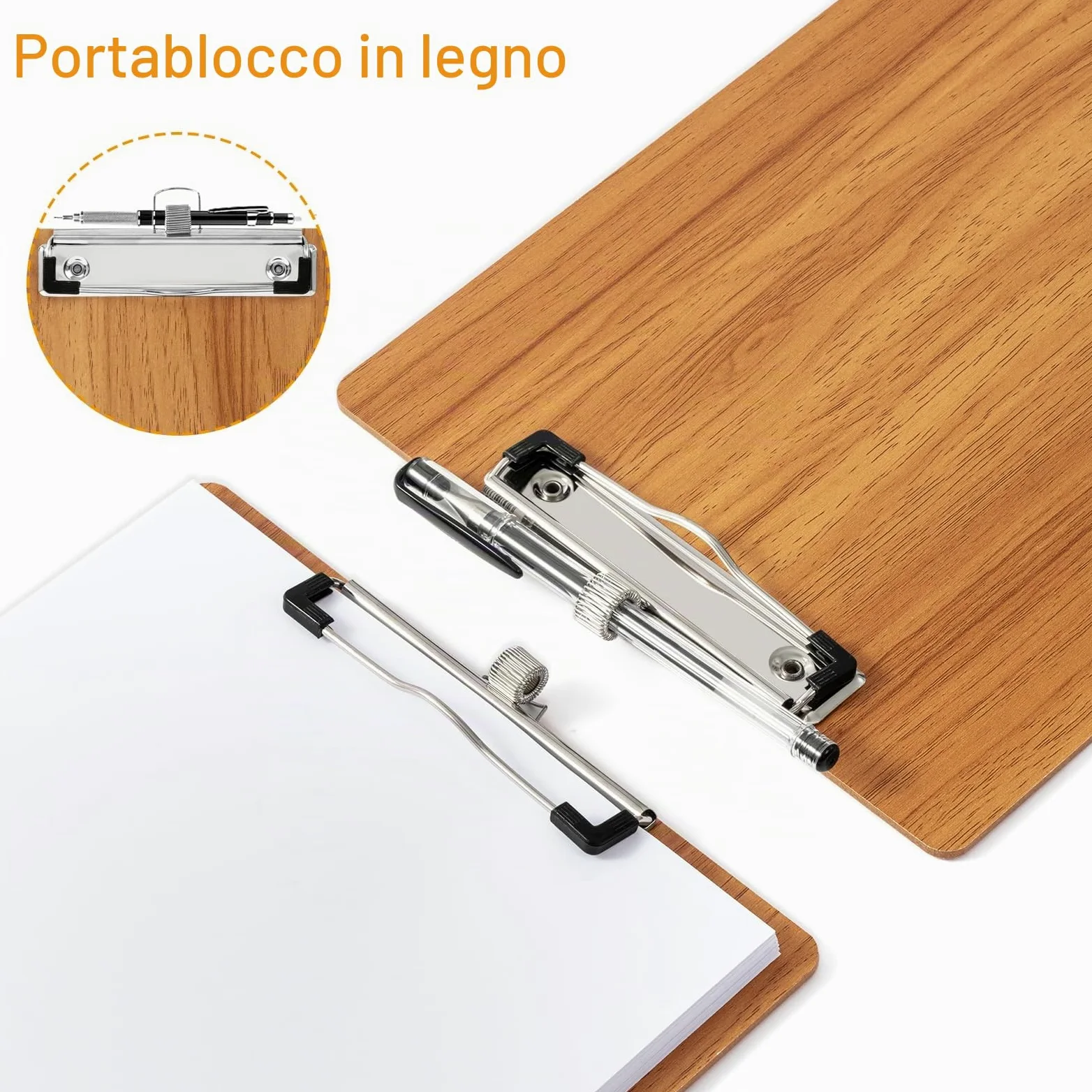 A4 Portablocco di Legno,10 Pezzi Portablocco con Pinza,Clipboard
