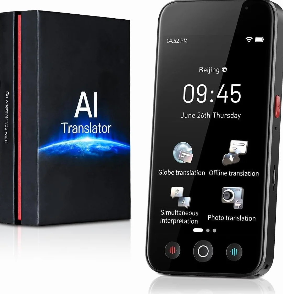 kentfaith Traduttore Vocale AI, 144 Lingue Online / 19 Offline, Traduzione Istantanea 0,2s, 98% Precisione, Touchscreen 5", Fotocamera 8MP, Foto/Testo/Voce, Viaggi/Studio/Affari -128G