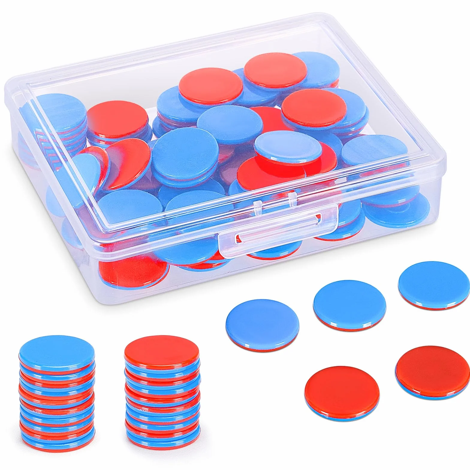 Gettoni reversibili in plastica rossa e blu per scuola primaria, contatore aritmetico con scatola