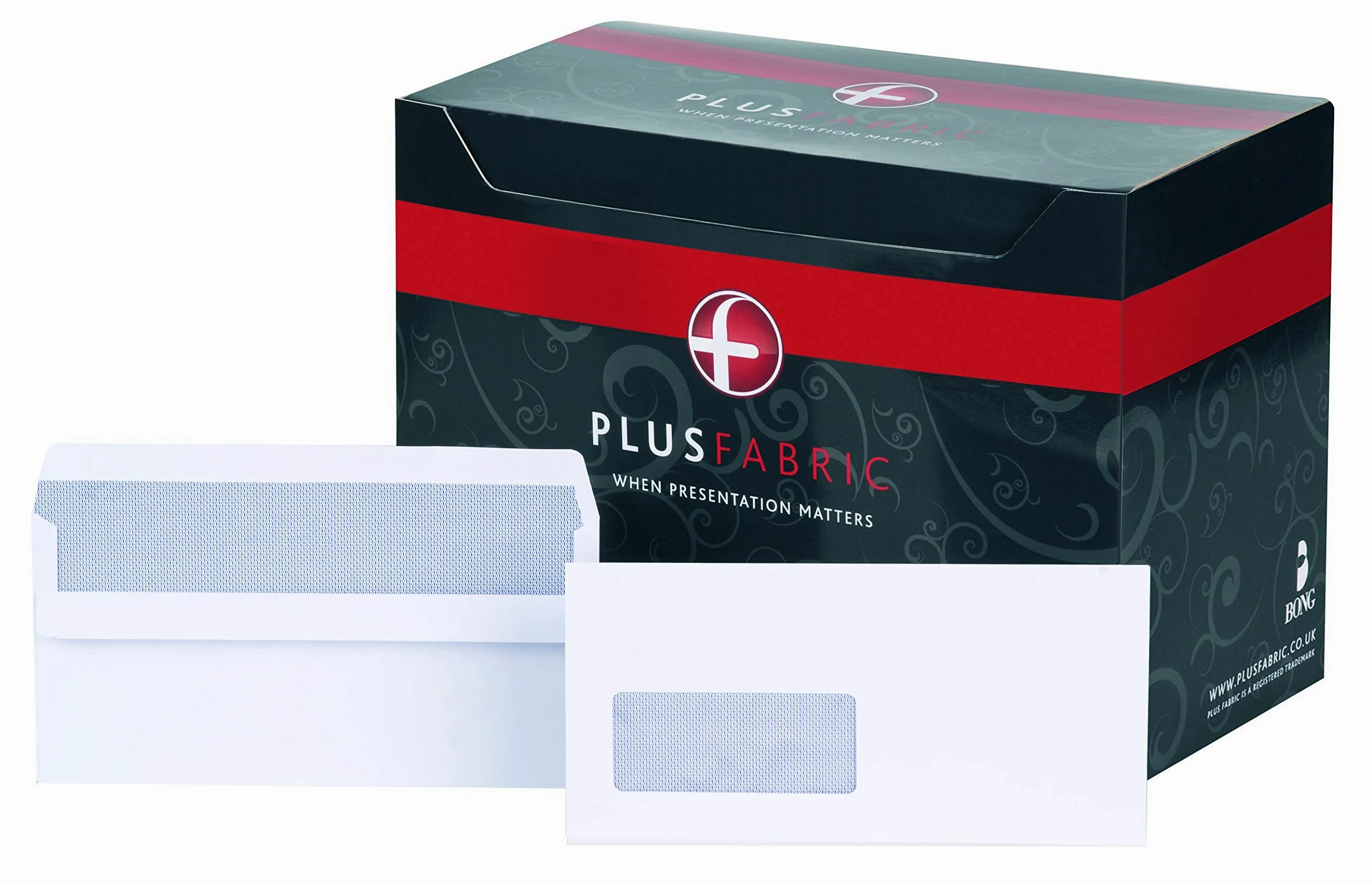 Plus Fabric Envelopes Wallet Press Seal Window 110gsm DL White [Pack 500]