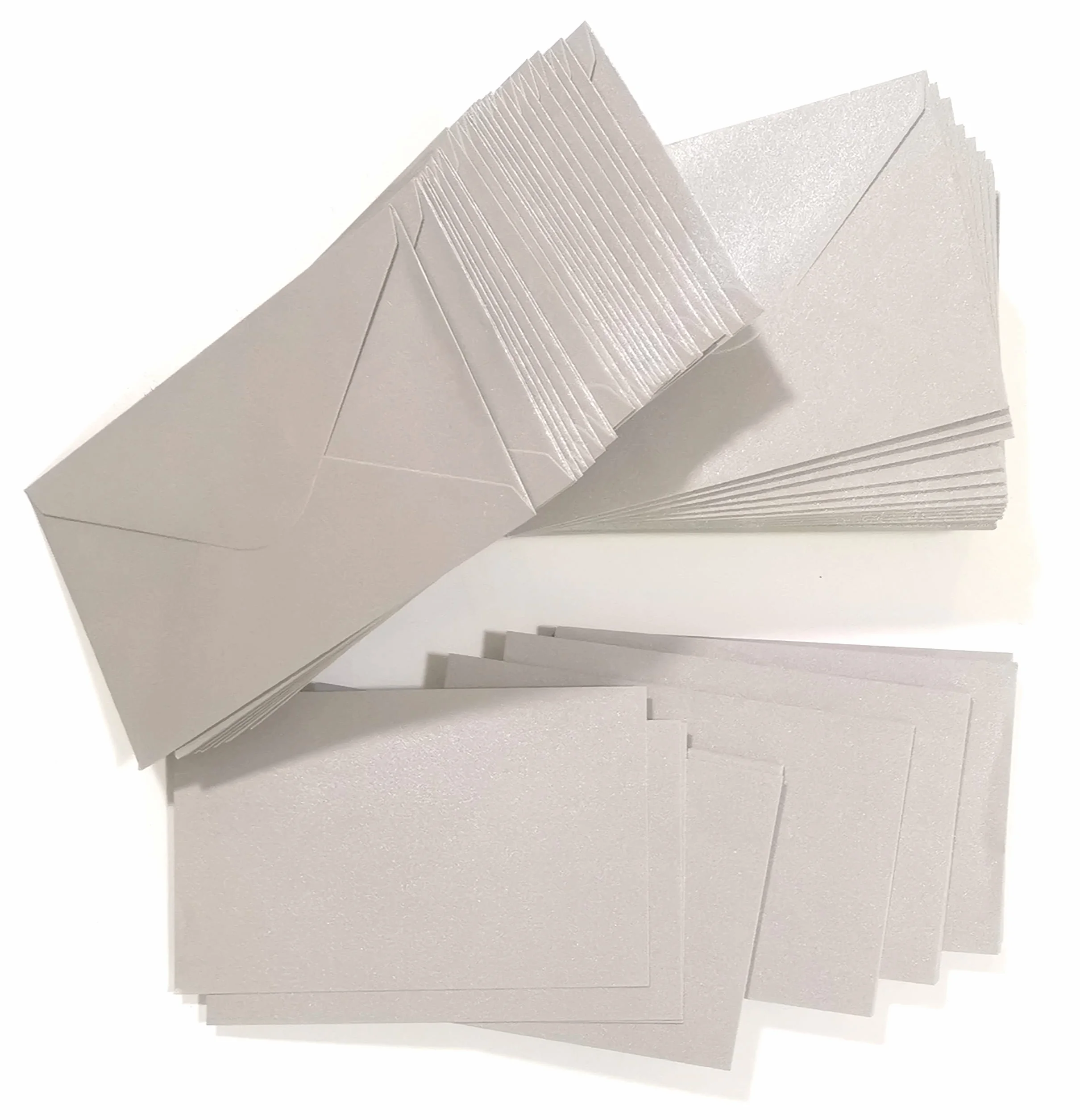 JEYEFFE 100 Pezzi Buste Colorate + 100 Bigliettini 14 x 9 cm Mini Buste Per Cartolina ARGENTO