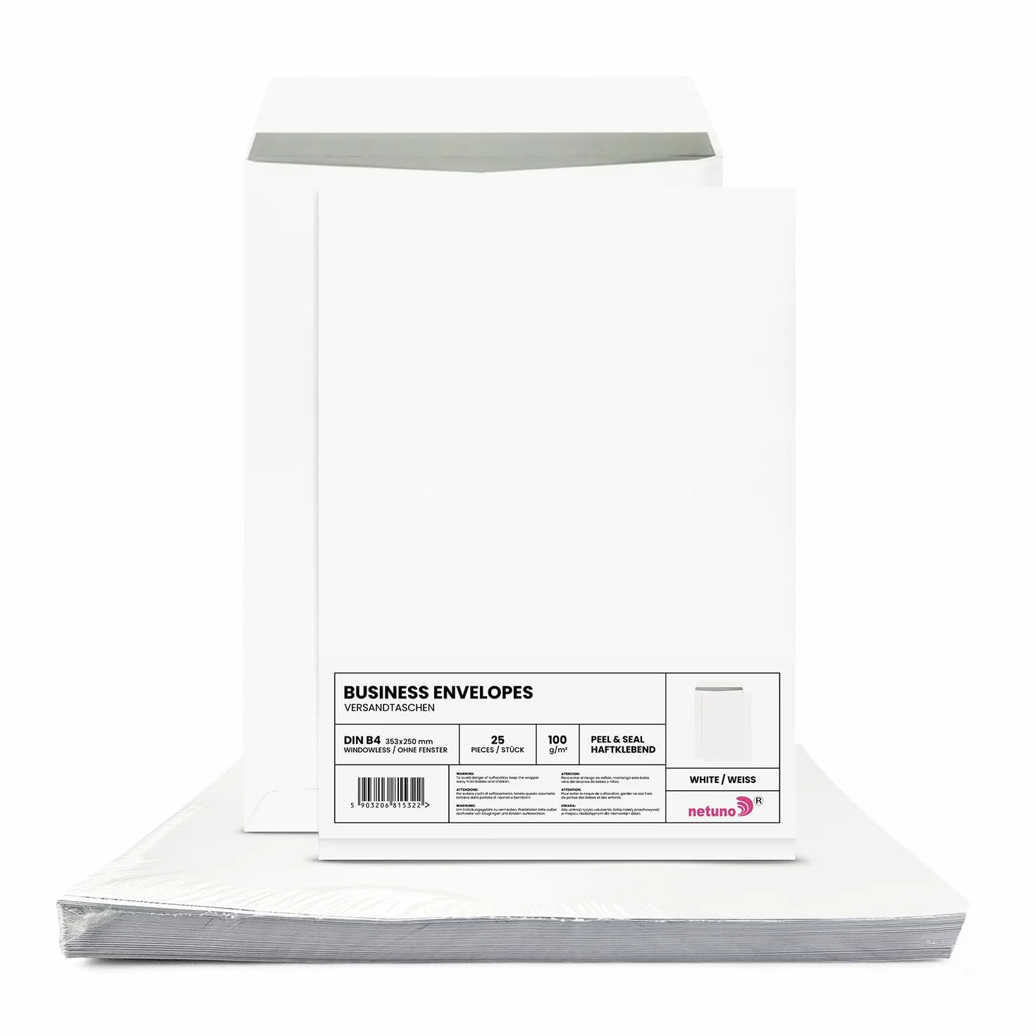 Buste Netuno B4 25 x 35,3 cm 100g bianco per spedizioni commerciali