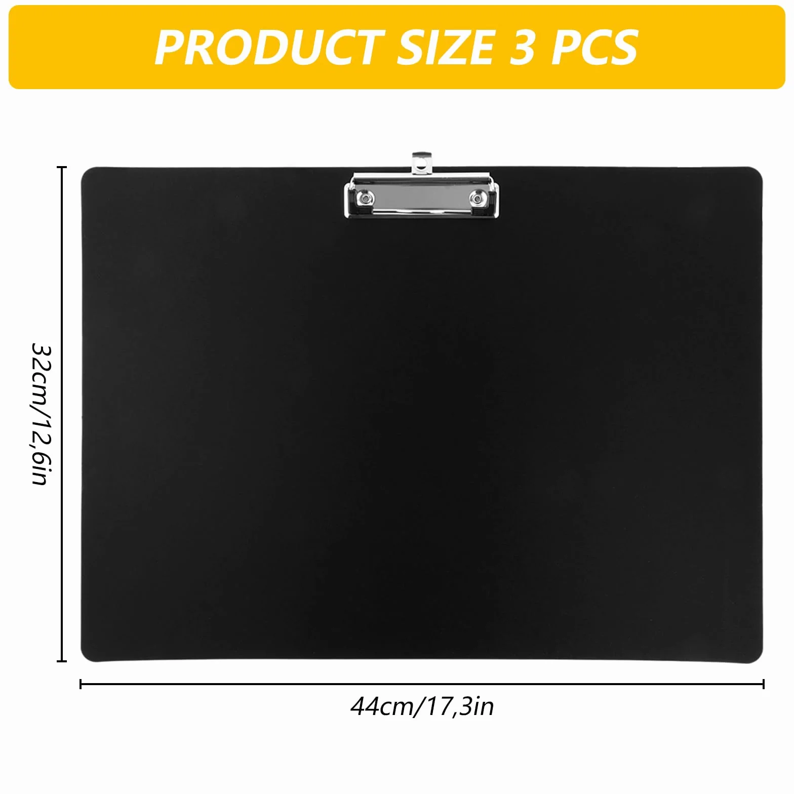 Portablocco A3, in plastica, 44 x 33 cm, nero, formato A3, per aule, uffici, studi medici