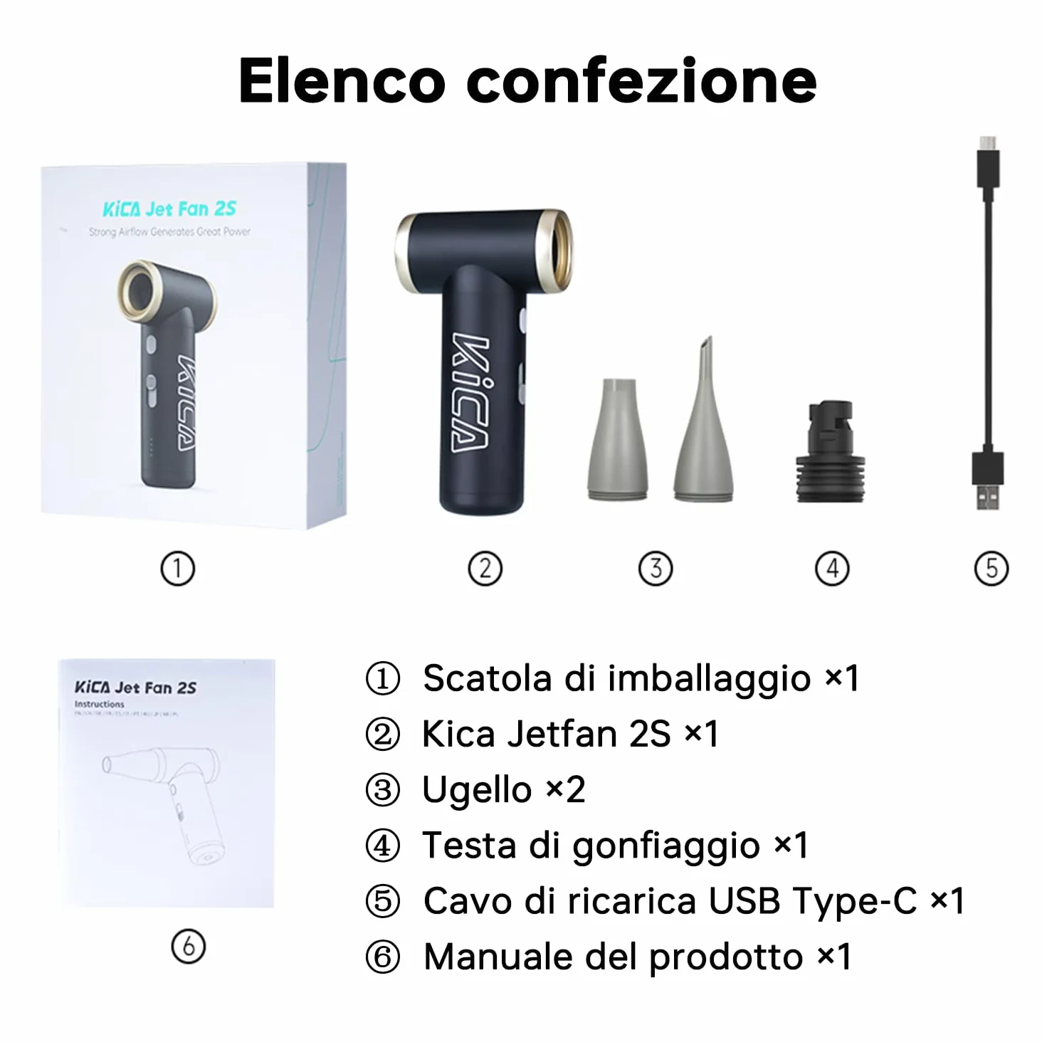 Kica JetFan 2S Aria Compressa Elettrico Air Duster,Spray Aria compressa da 117000RPM con Batteria da 1100mAh,Mini Soffiatore a Velocità Libera, per Tastiera,Pulizia PC,Pulizia della Casa,Nero