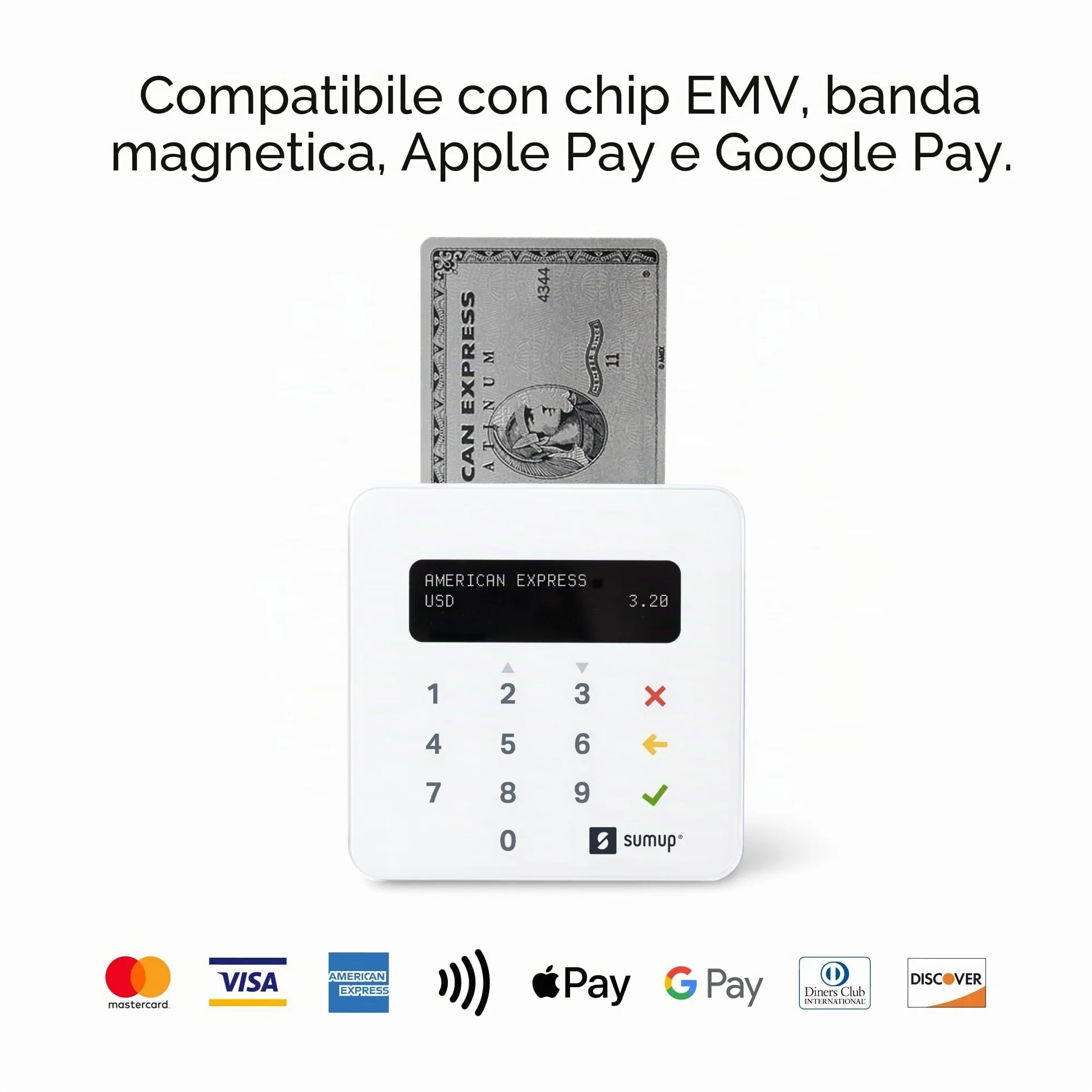 SumUp Plus Lettore di Schede Bluetooth - NFC RFID Lettore di Carte di Credito per Smartphone