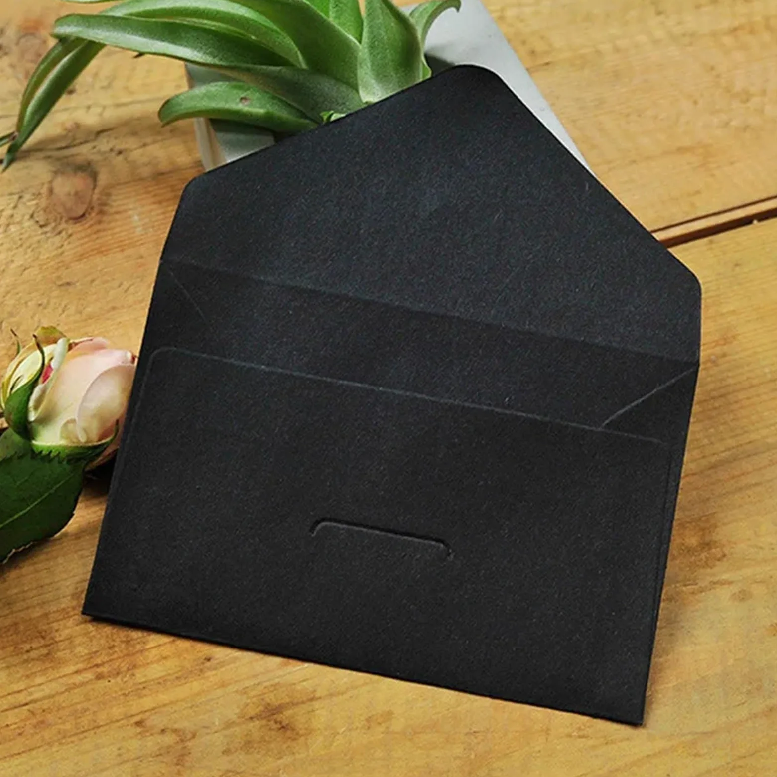 25 buste con finestra for lettere, confezione fatta a mano fai da te, carta bianca, cartolina retrò, busta regalo for invito a nozze Per Inviti(Black)