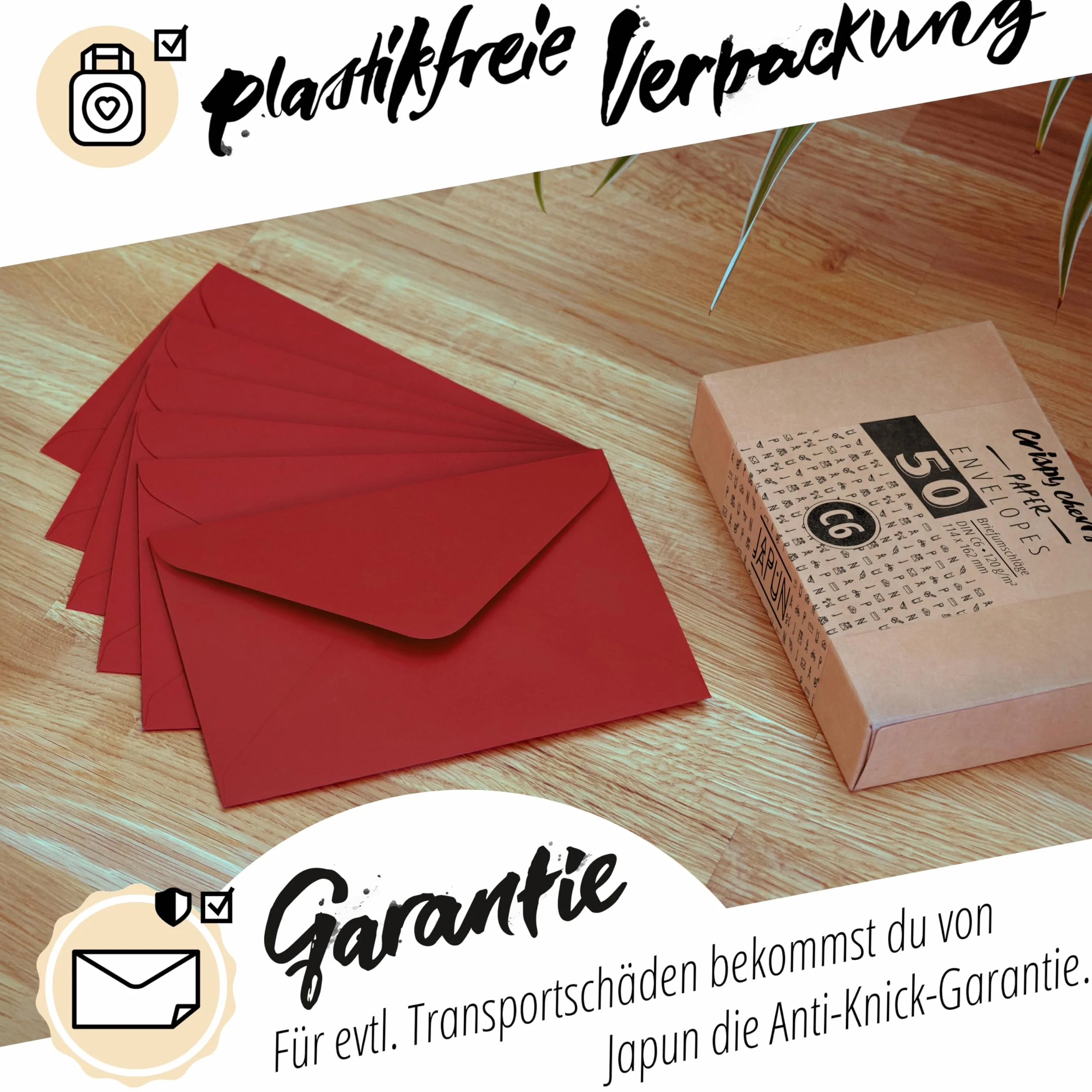Buste di carta DIN C6 162x114 mm rosso 50 pezzi