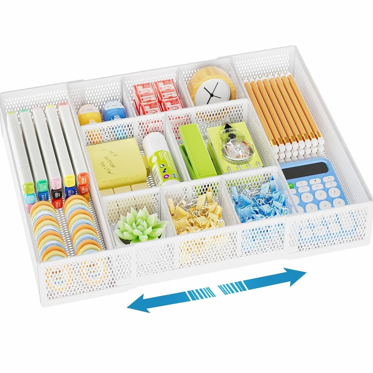 Marbrasse Organizer Cassetti Portaoggetti Scrivania in Rete 10 Scomparti Regolabili Bianco