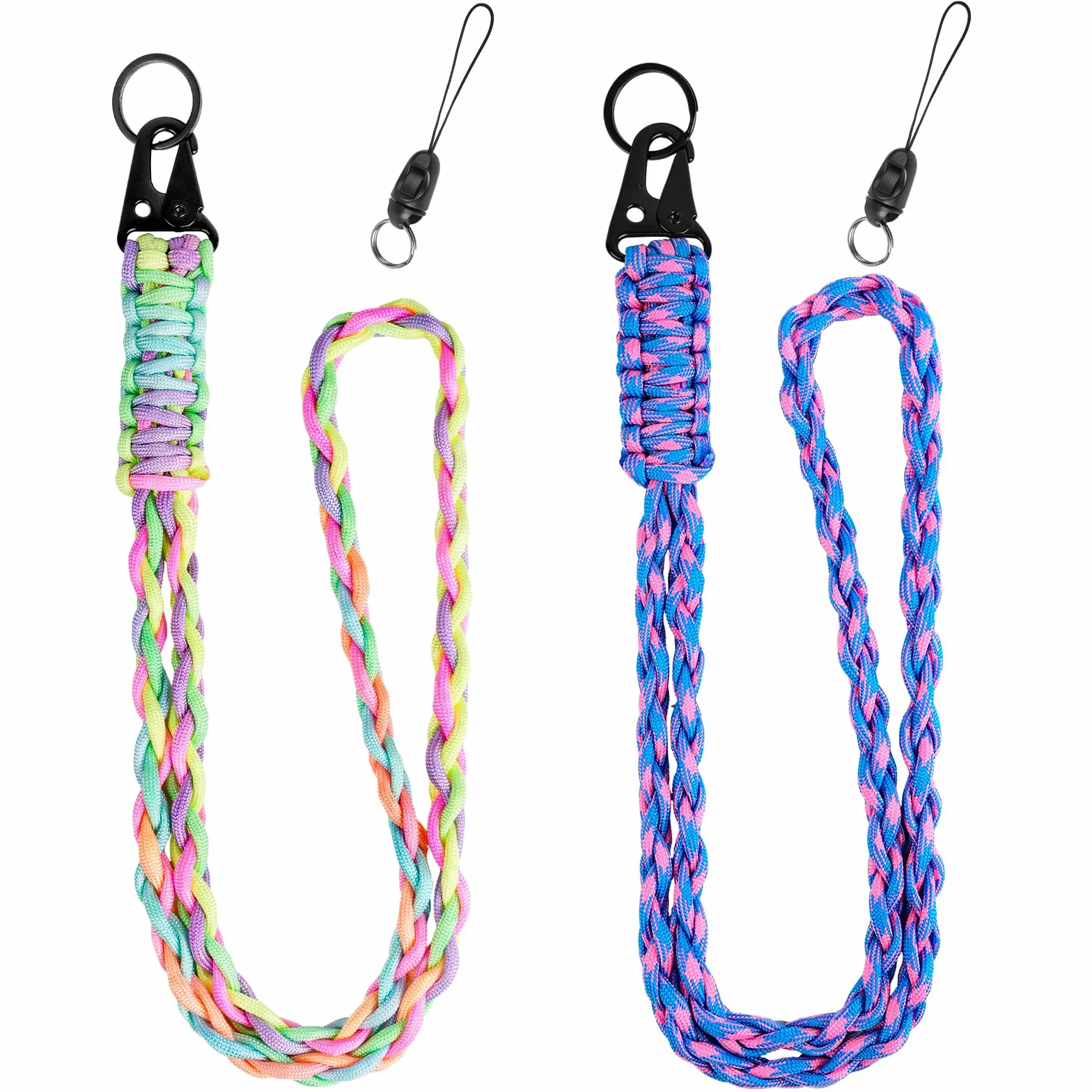 Vicloon Portachiavi Paracord 2pz Intrecciato con Moschettone Cordino Paracadute Viola Rosa