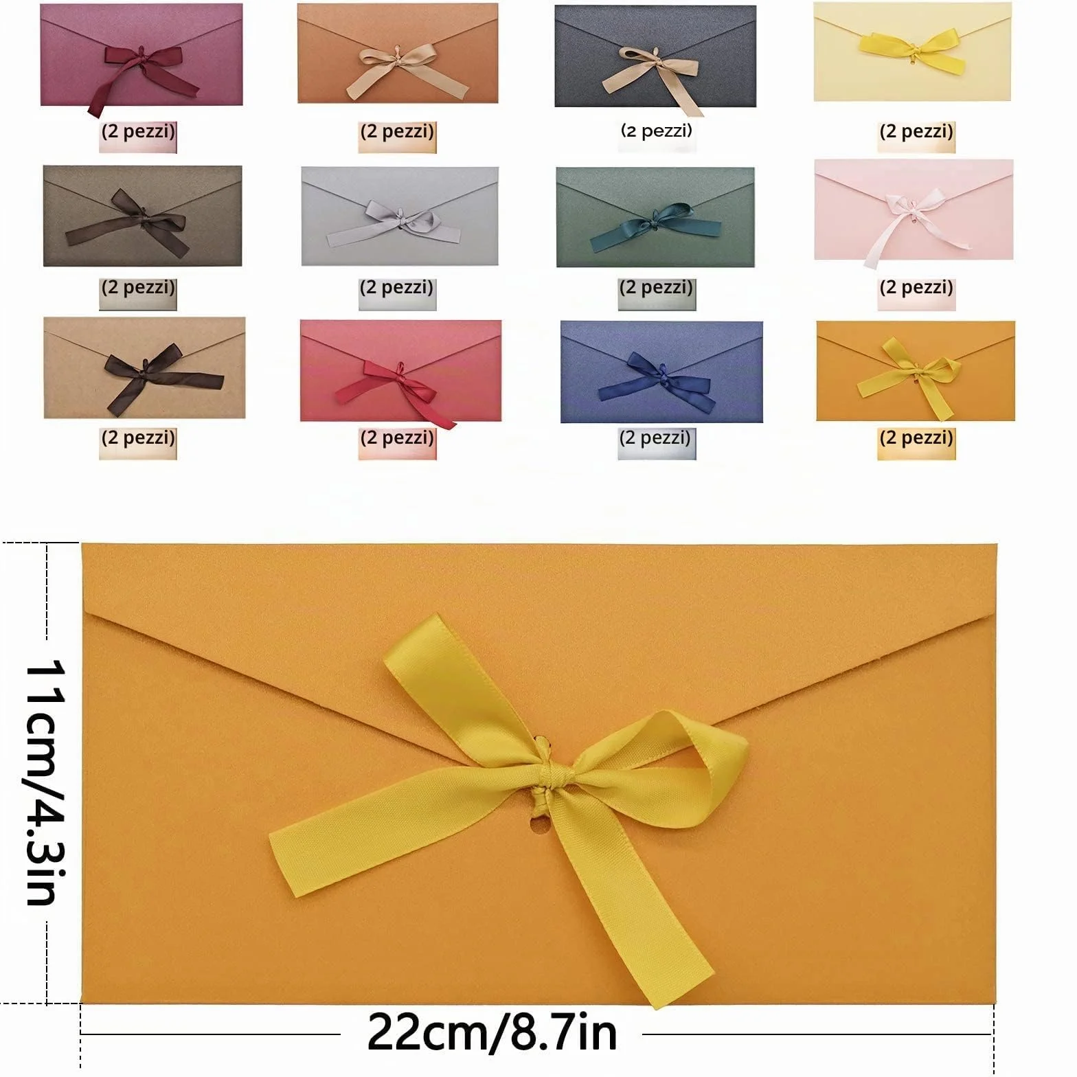 Buste di Carta Kraft Retrò 22x11cm 24 Pezzi 12 Colori per Inviti Matrimonio