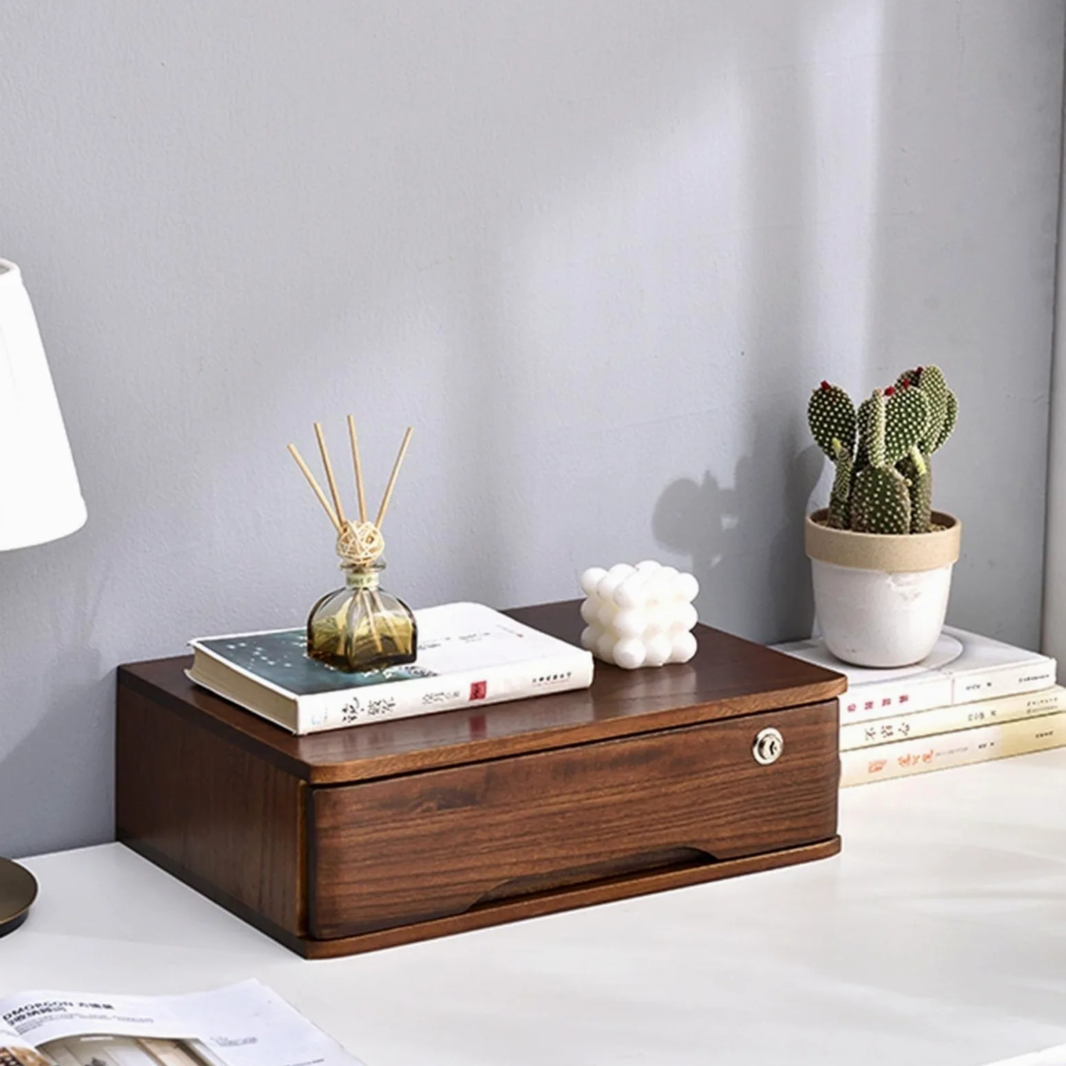 Cassettiera rustica in legno massello con serratura multi-cassetto armadio da ufficio (1 2 3 o 4 cassetti) per casa, scuola e ufficio forniture - elegante soluzione nization