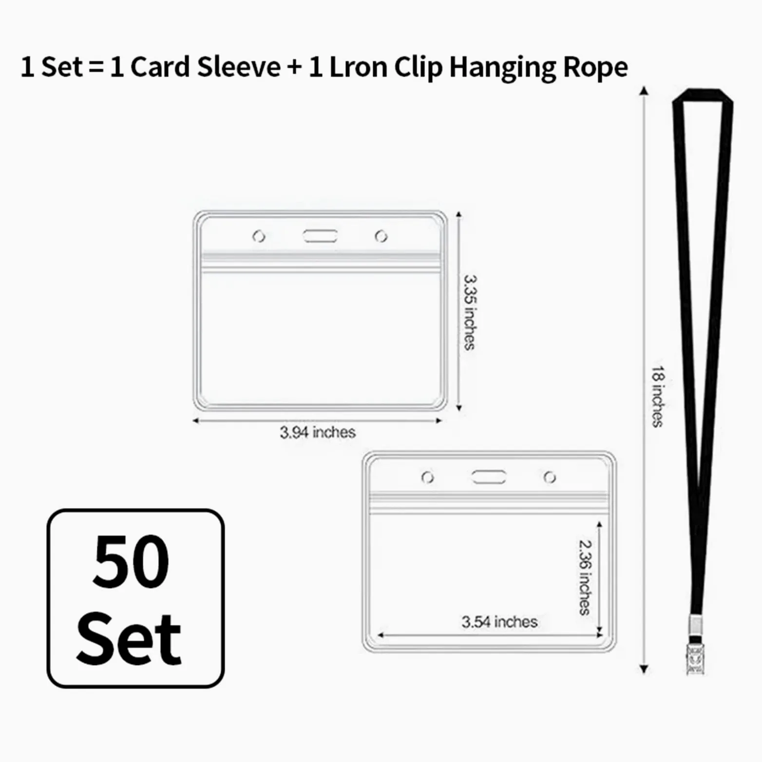 Porta badge, 50 pezzi, trasparente, con clip in metallo, per badge identificativi, badge, badge e carte di lavoro, impermeabile, per studenti, carte di credito