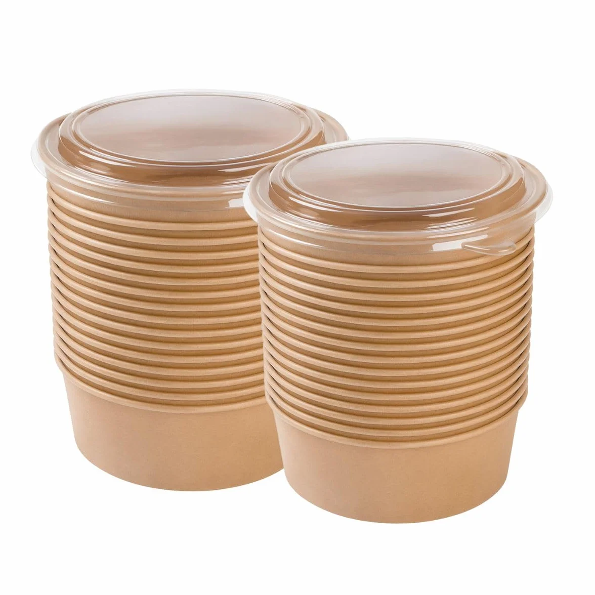 200 Bowl Poke 750 ml con Coperchi - Cartone Rivestimento PLA - Resistenti a Cibi Umidi e Unti