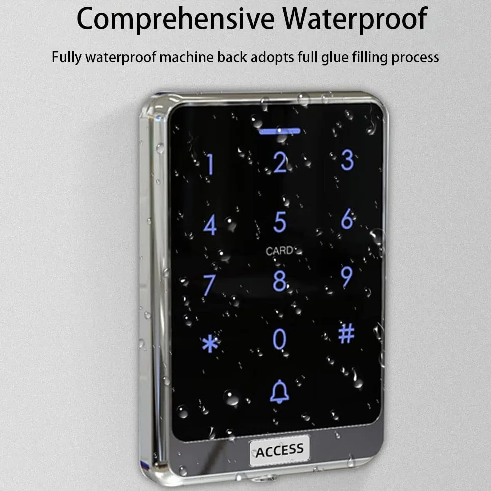 YAVIS Tastiera impermeabile all'aperto RFID Sistema di controllo di accesso, Dispositivo di verifica dell'accesso a chiave retroilluminato a tocco completo WG26/34 125 kHz Lettore di schede X13