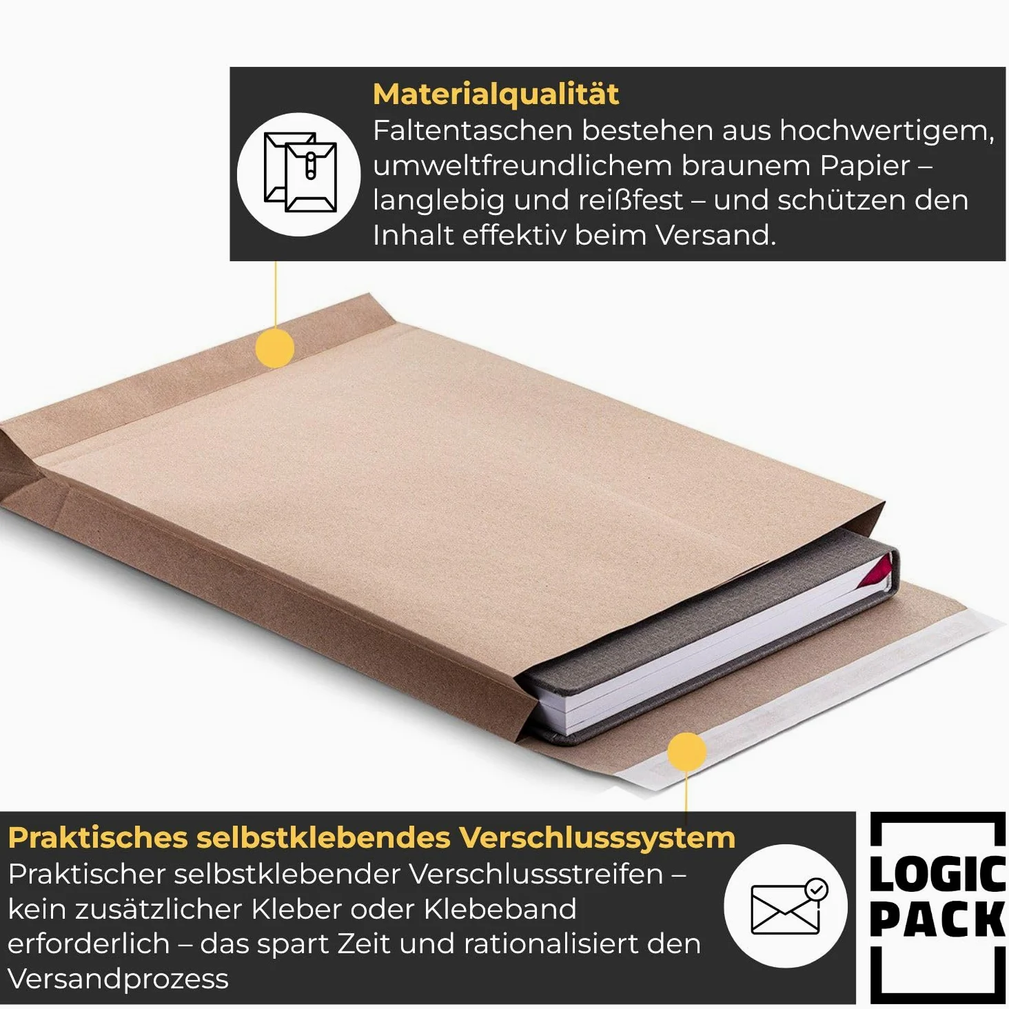 250 Buste a Soffietto B4 (250x353x40 mm) Marroni - Buste a Sacco Kraft 120g con Fondo Quadro per Spedizioni e Ufficio - Chiusura Autoadesiva senza Finestra