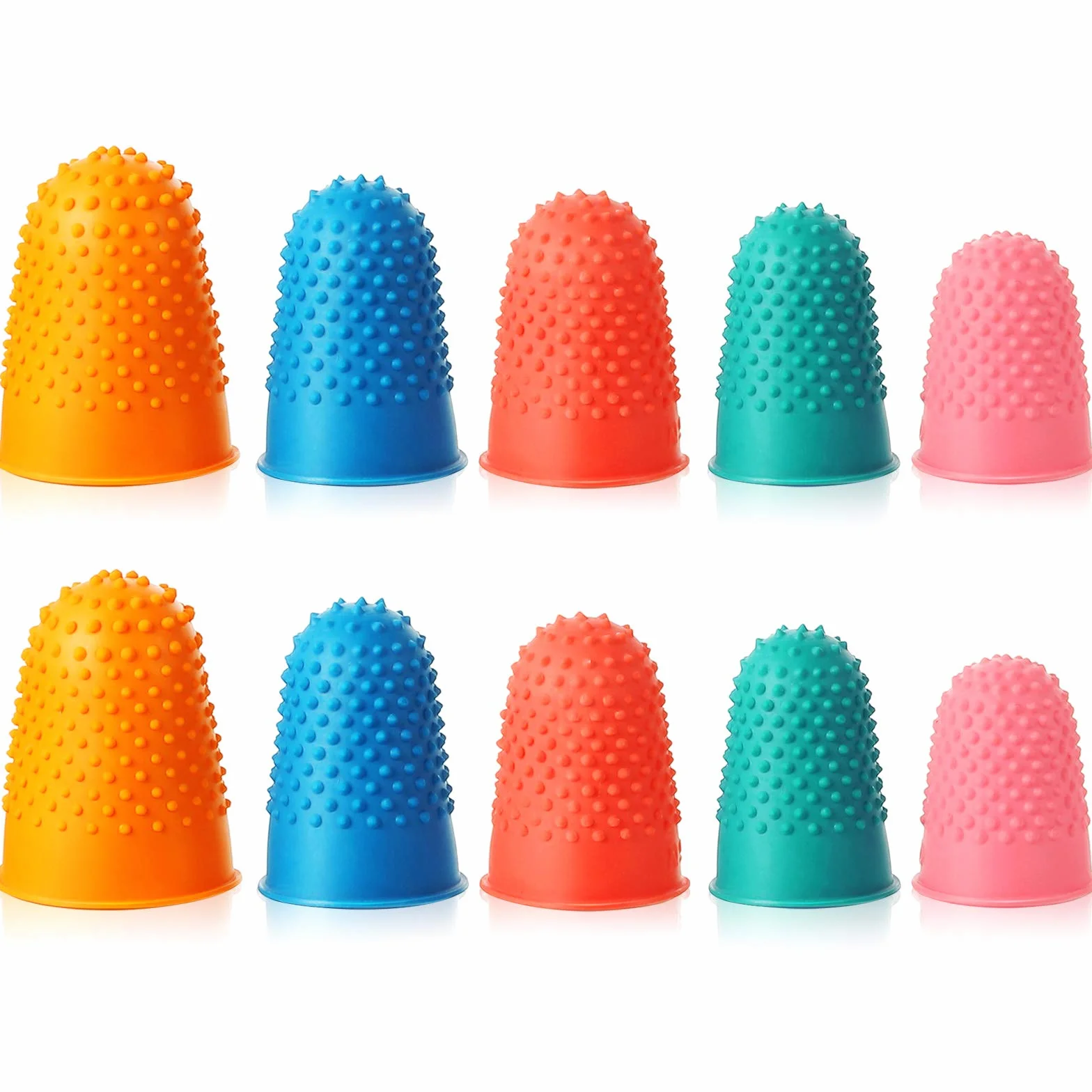 Pezzi Dito di Gomma Protezione Polpastrelli Riutilizzabile Spesso Impugnature 5 Taglie Colori