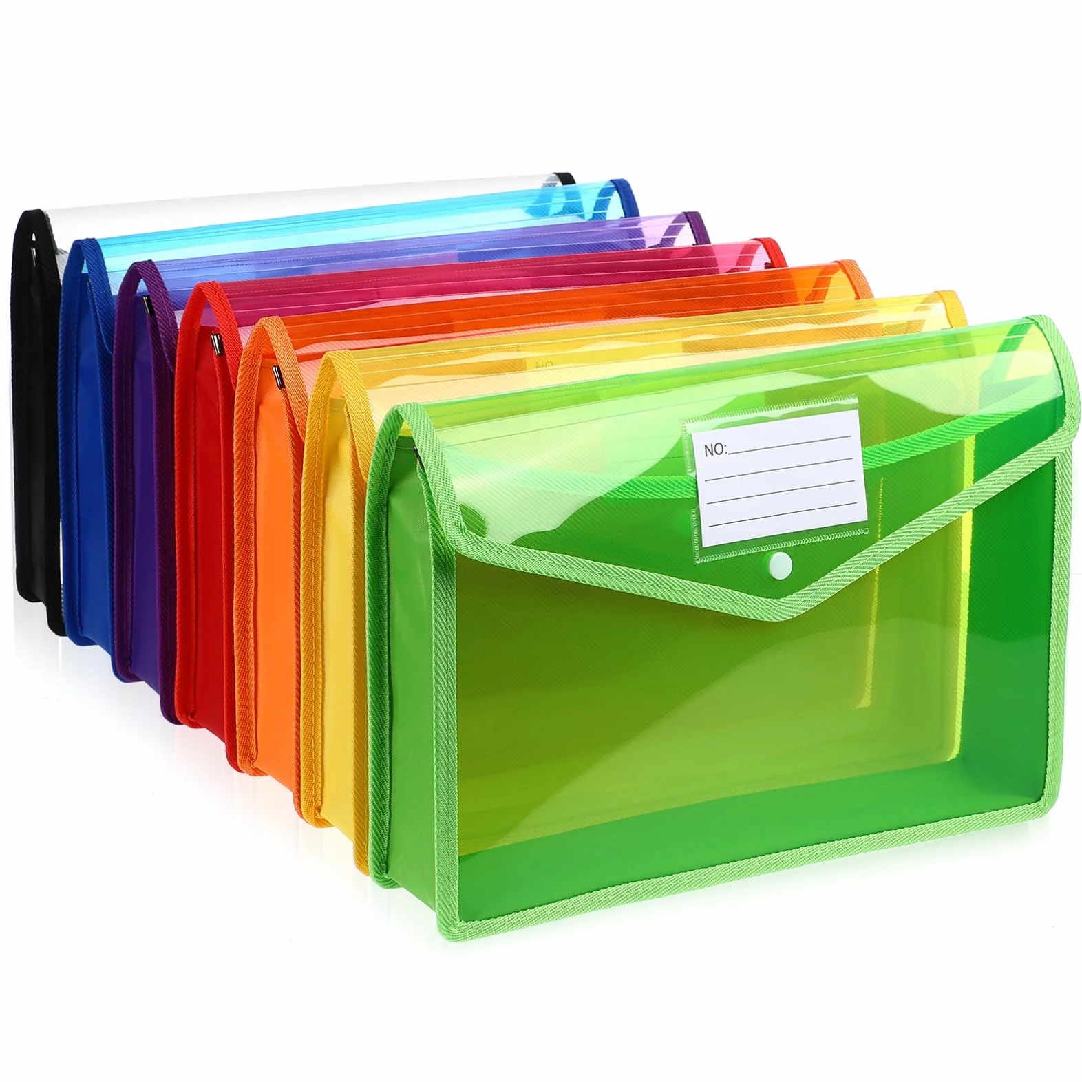 Toyvian 7pezzi Buste in Plastica Trasparenti con Chiusura Bottone Formato per Documenti Organizer per Ufficio Scuola e Uso Domestico