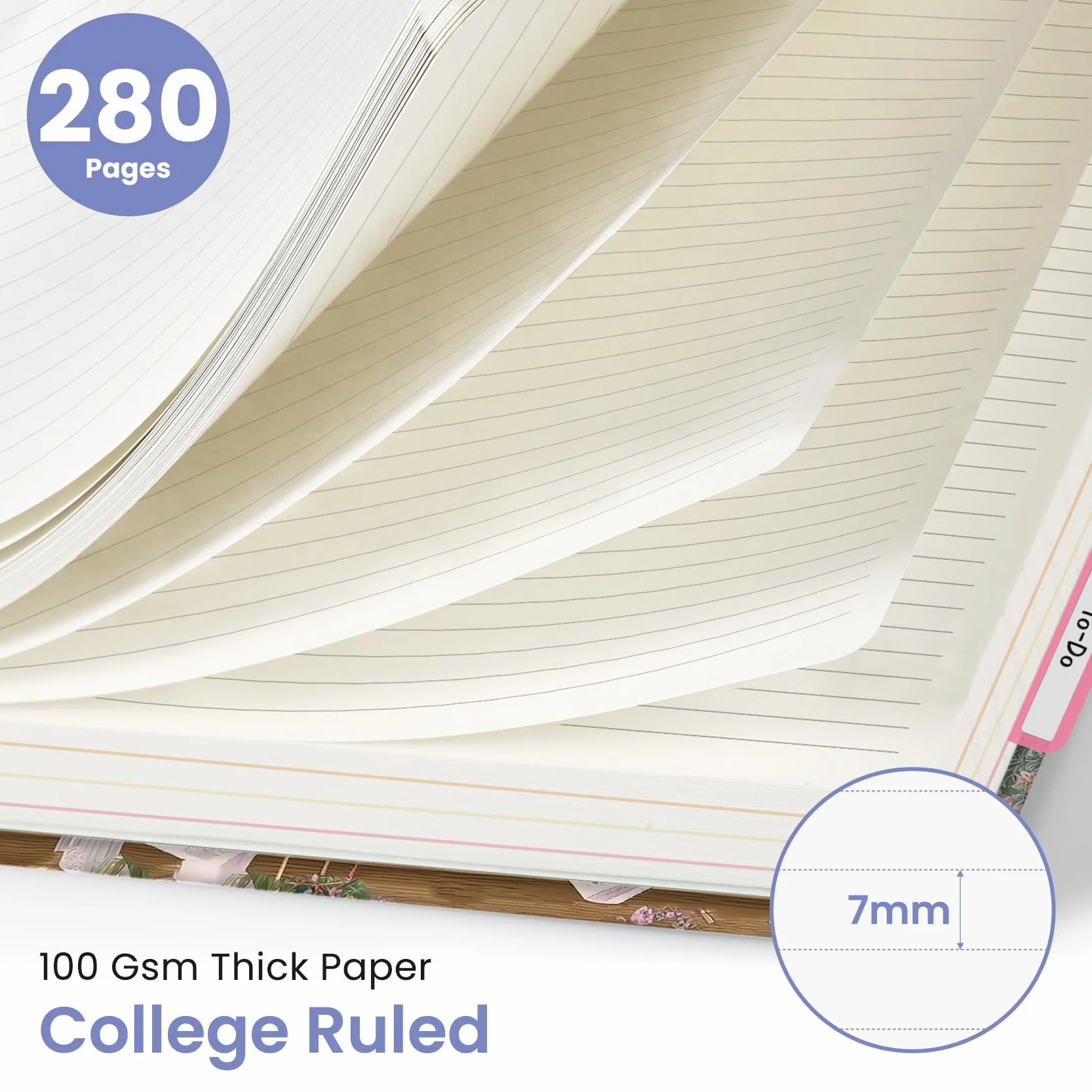 Taccuino grande a spirale per lavoro con divisori e linguette, 21,6 x 27,9 cm, copertina rigida, 5 soggetti, a righe, 280 pagine, Silent Bloom