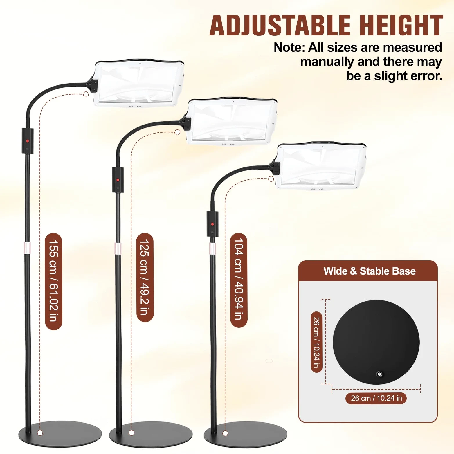 Lente d'ingrandimento 15X con luce, lampada 4 in 1 con 48 lampadine LED, lente d'ingrandimento 15X con luce e supporto, lampada con lente d'ingrandimento 4 in 1 con base con 48 lampadine LED luminose