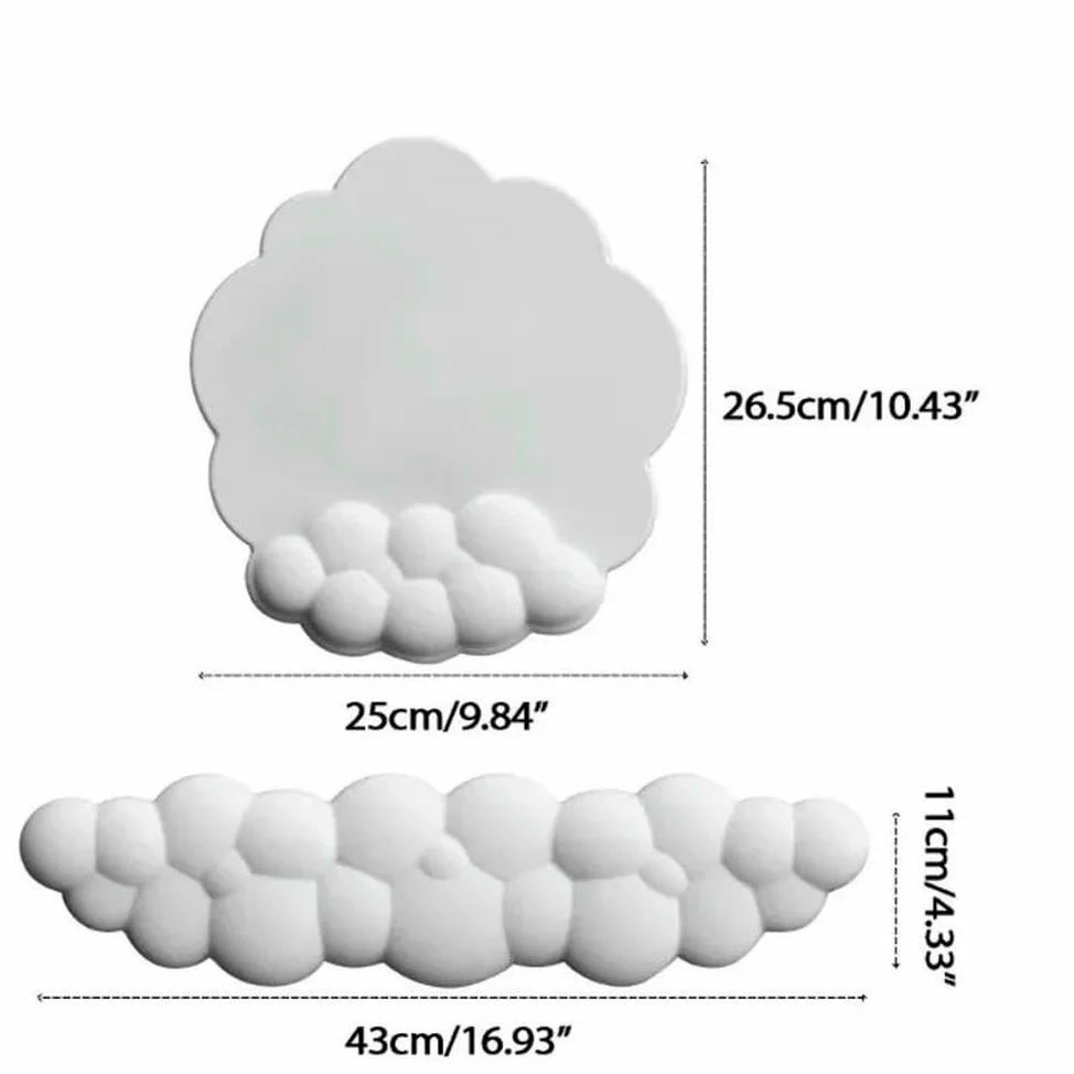 GLDFW Cloud - Supporto poggiapolsi ergonomico in memory foam, base antiscivolo per tastiera e mouse, tappetino per mouse per casa e ufficio