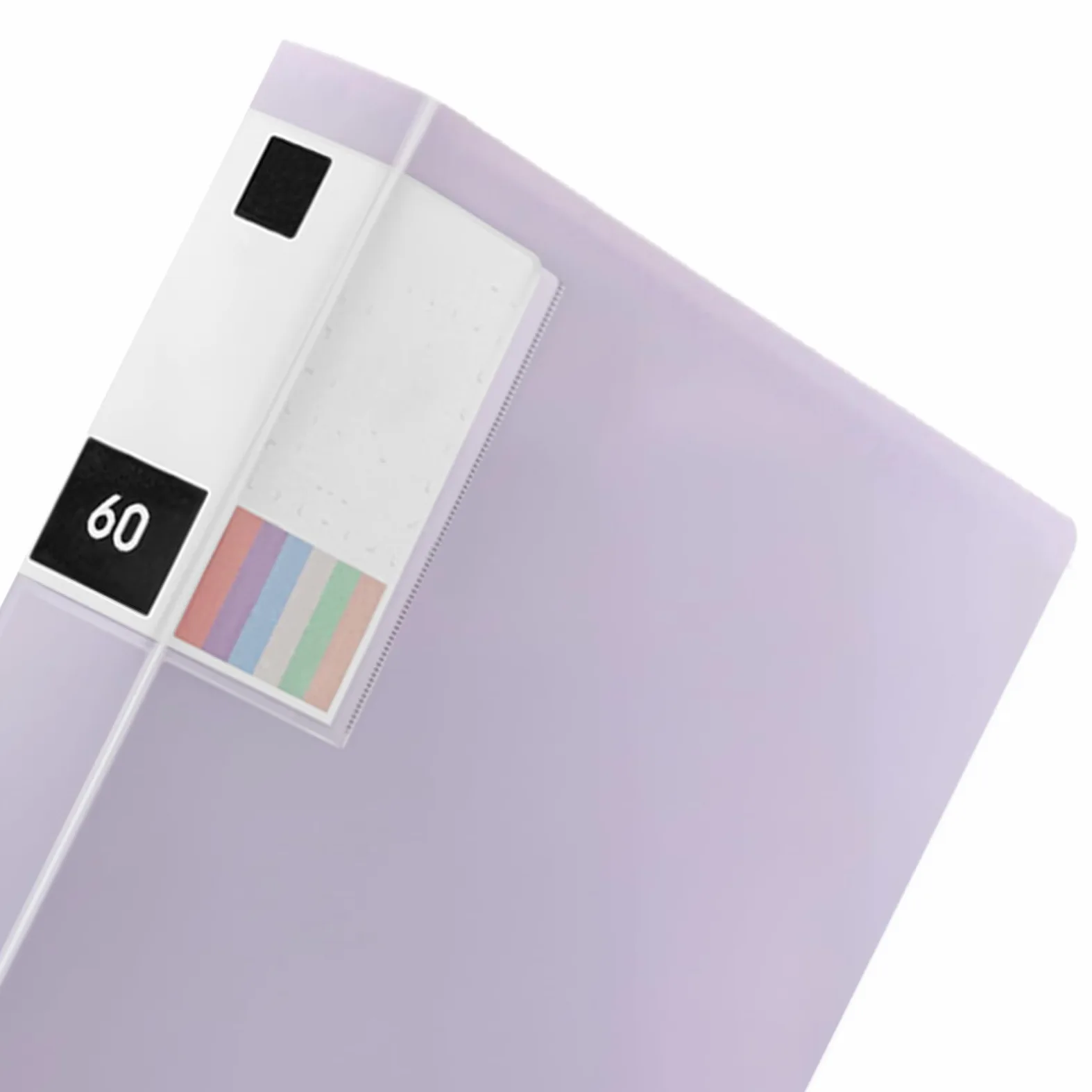 ZOENHOU 5 Cartelline Portadocumenti A4 con 60 Tasche in Plastica Trasparente, Portalistino per Ufficio, Blu Viola Rosa Beige Verde