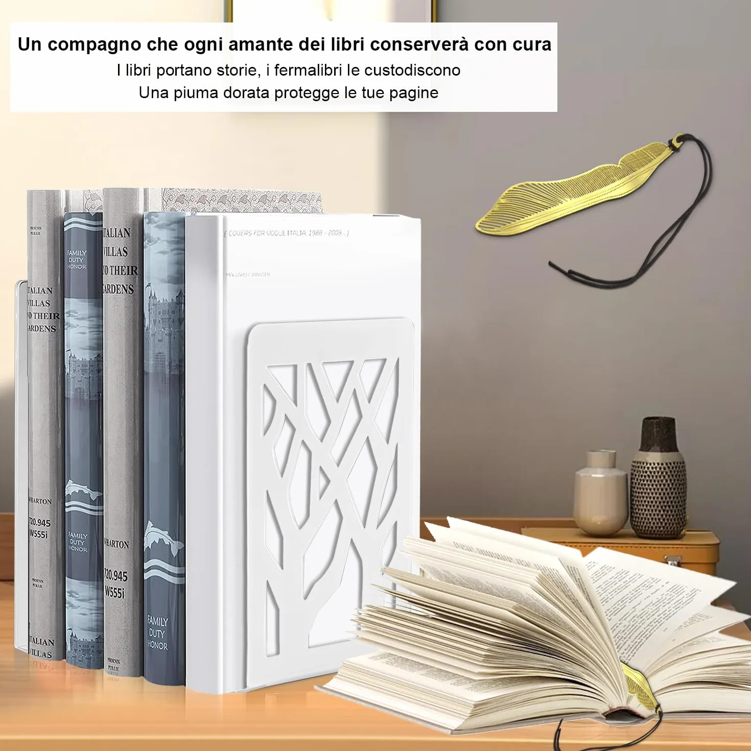 Fermalibri Metallici Reggilibri da Mensola 2 Pezzi Bianco 9x12x16 cm per Libreria