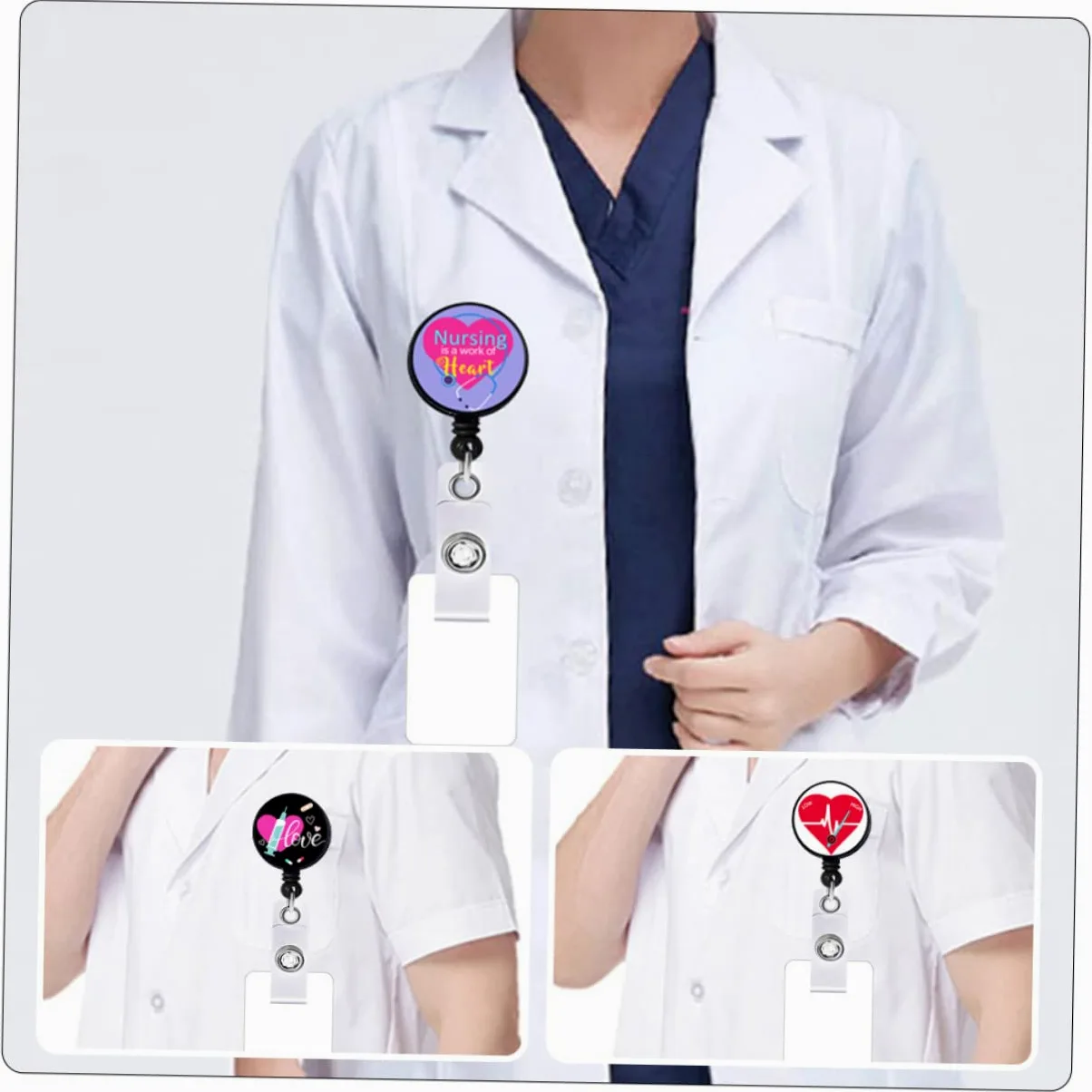 VILLCASE 4 Set Essenziale Per Il Personale Medico: Porta Badge Retrattile Con Bobina Per Carta 4 Pezzi*4
