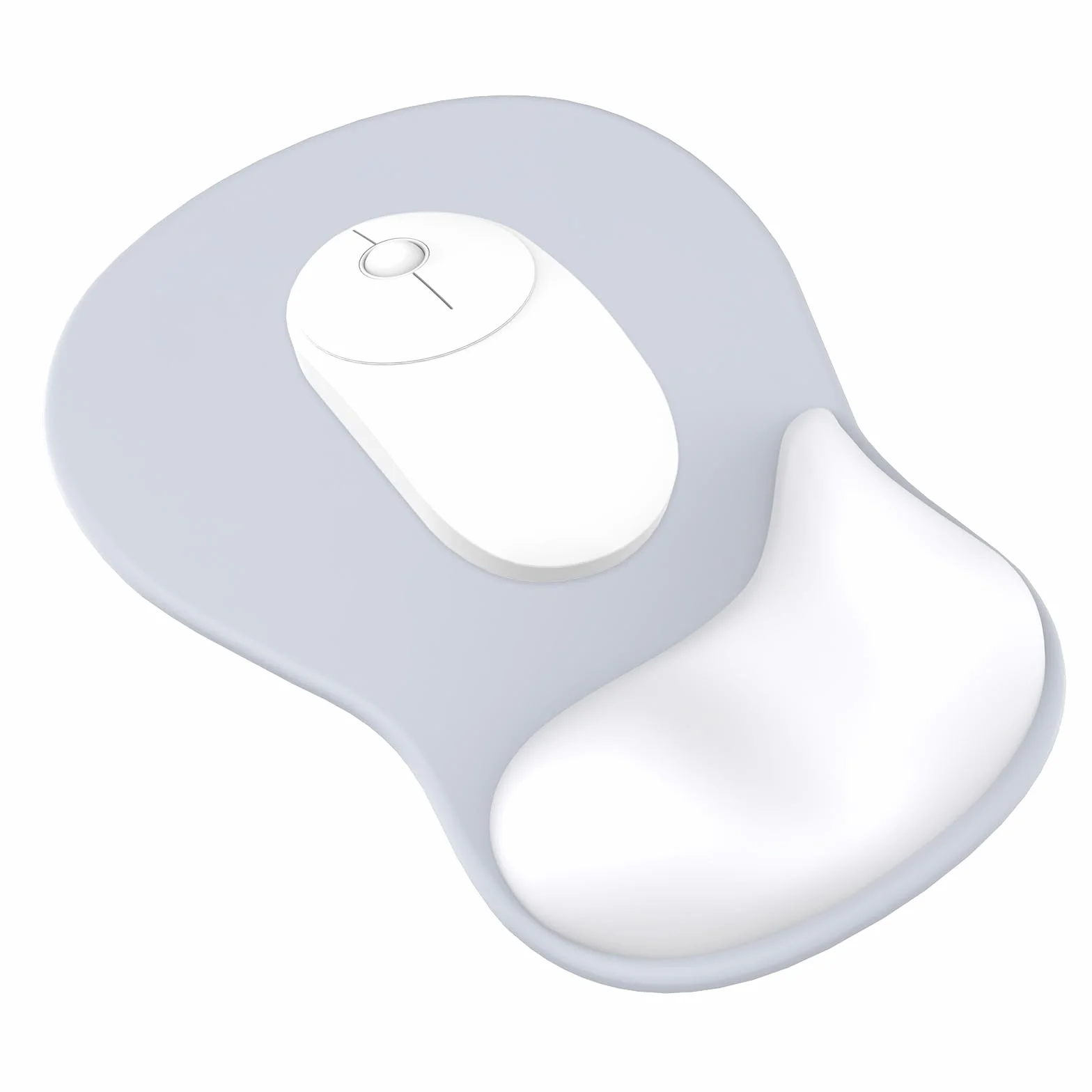 Ergonomico Tappetino Mouse con Poggiapolsi Gel, Base Antiscivolo Grigio Argento per Casa Ufficio