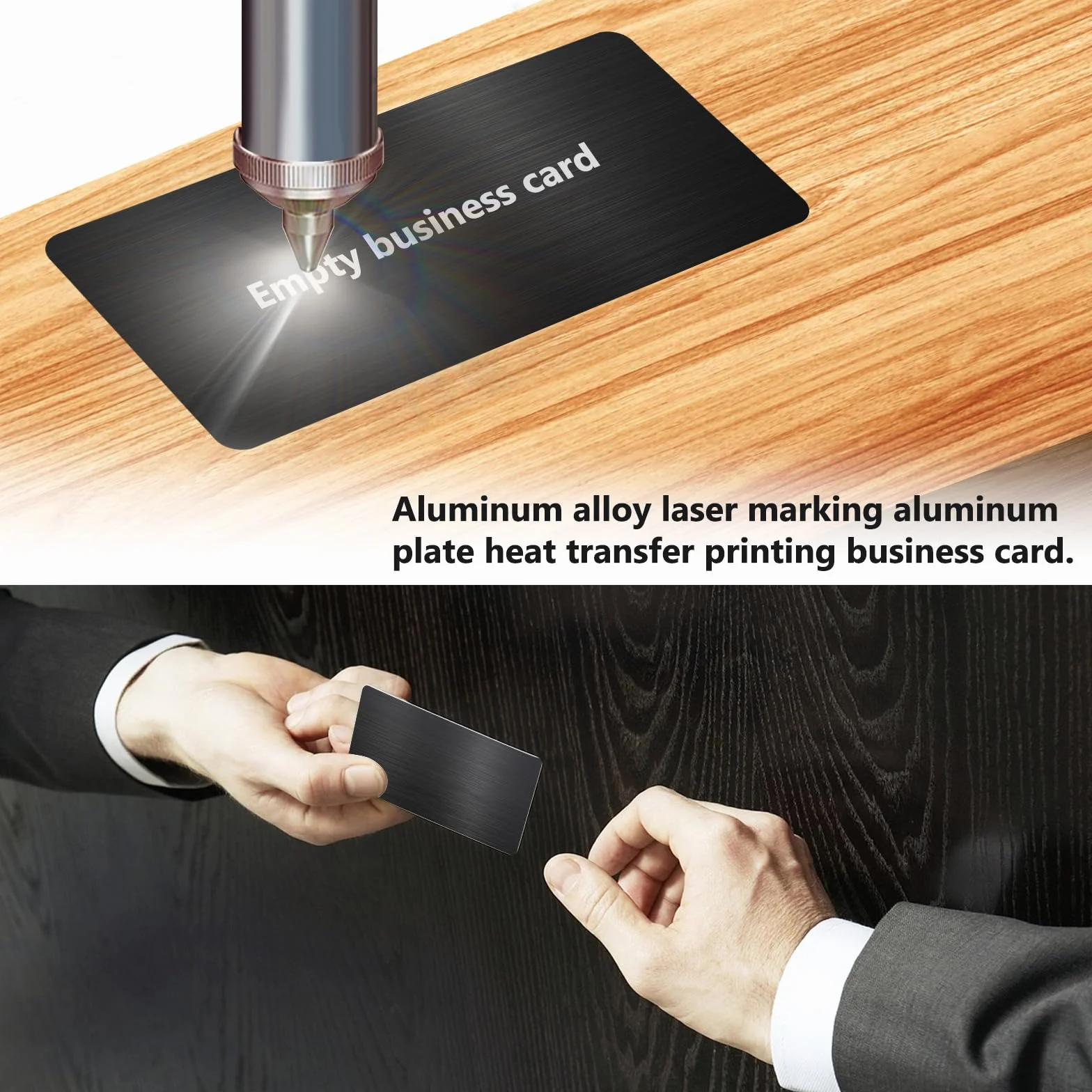 Biglietti da Visita in Metallo 10 Pezzi Alluminio Nero Spazzolato Spessore 0,45 mm