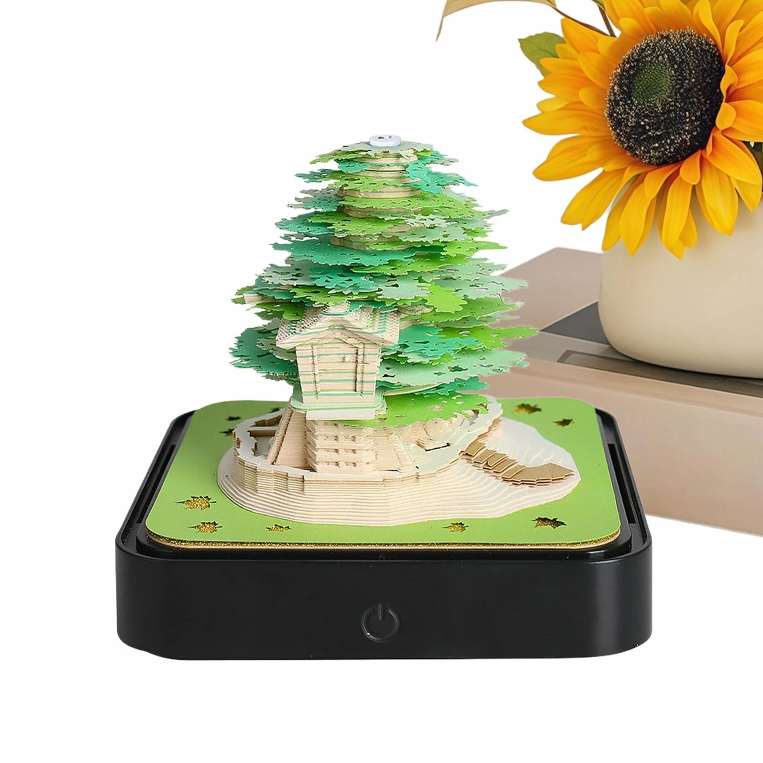 Blocco Note 3D Quaderno d'Arte Design Albero e Casa | Con Copertura Antipolvere Trasparente, Scultura Di A Strappo, Note Adesive per Insegnanti Studenti Ufficio Scuola Task