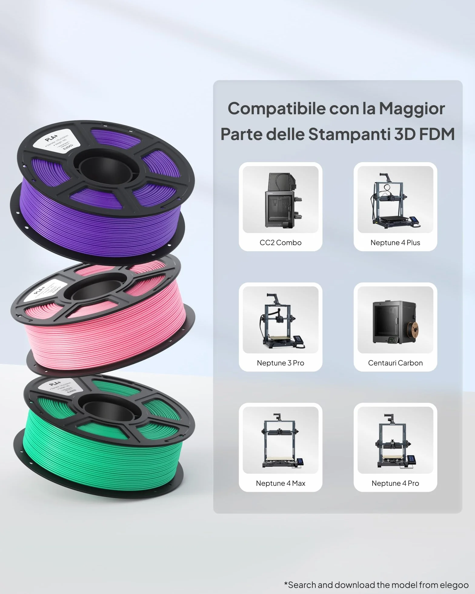 ELEGOO PLA+ Filamento 1,75mm Traslucido 1KG, PLA Plus Alta Resistenza per Stampanti 3D, Precisione Dimensionale +/- 0,02mm
