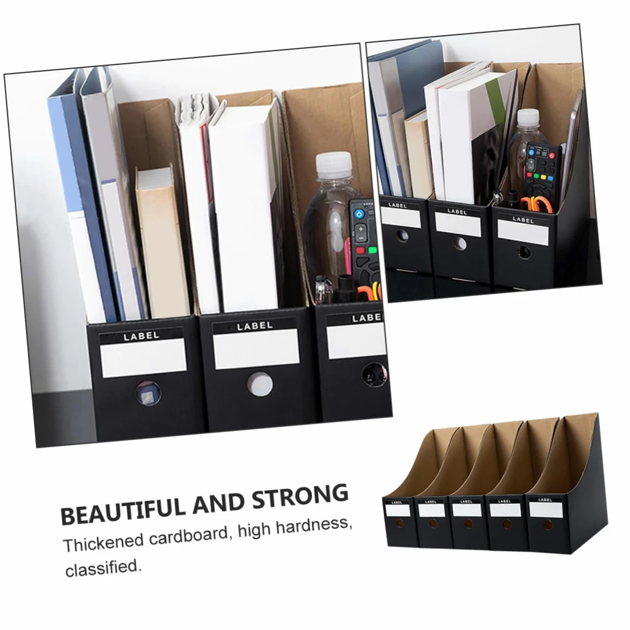 5 pezzi Portariviste in Cartone Kraft Organizer da Scrivania per Documenti e Riviste Scatole Leggere per Archiviazione File e Periodici per Ufficio e Casa