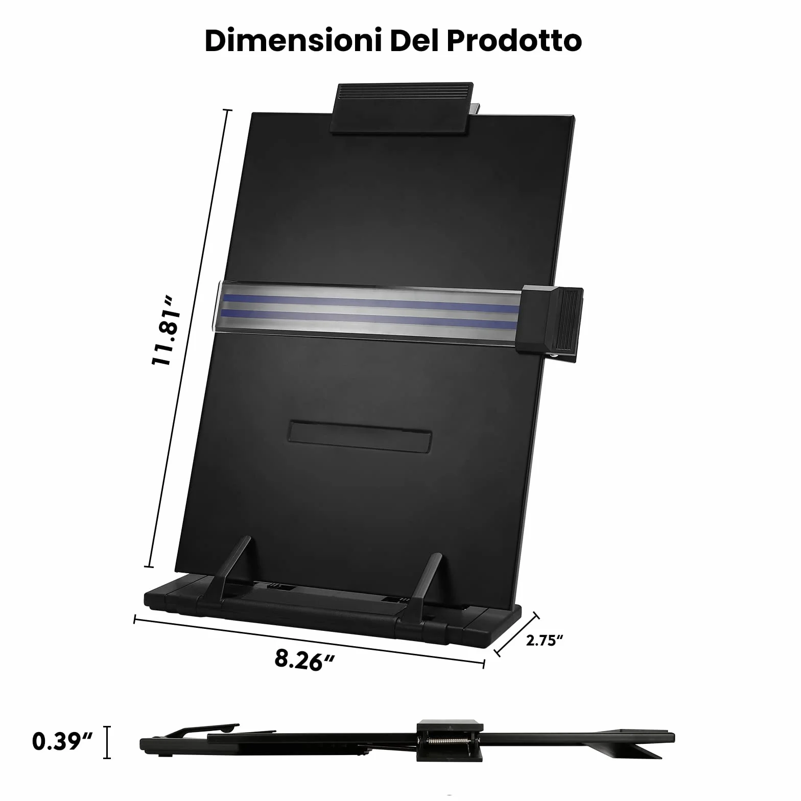 Supporto portadocumenti da tavolo 7 posizioni regolabili portacopie metallo nero A4 ufficio