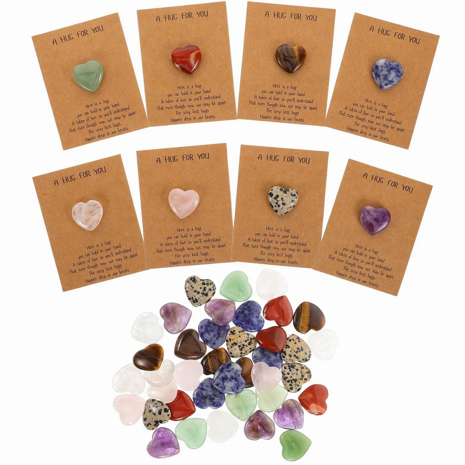 Set da 40 Biglietti Regalo di San con Pietre Naturali a Forma di Cuore 2 CM Biglietti D’Auguri per Compleanni e Feste Bomboniere Multifunzionali per Fidanzata e Mamma